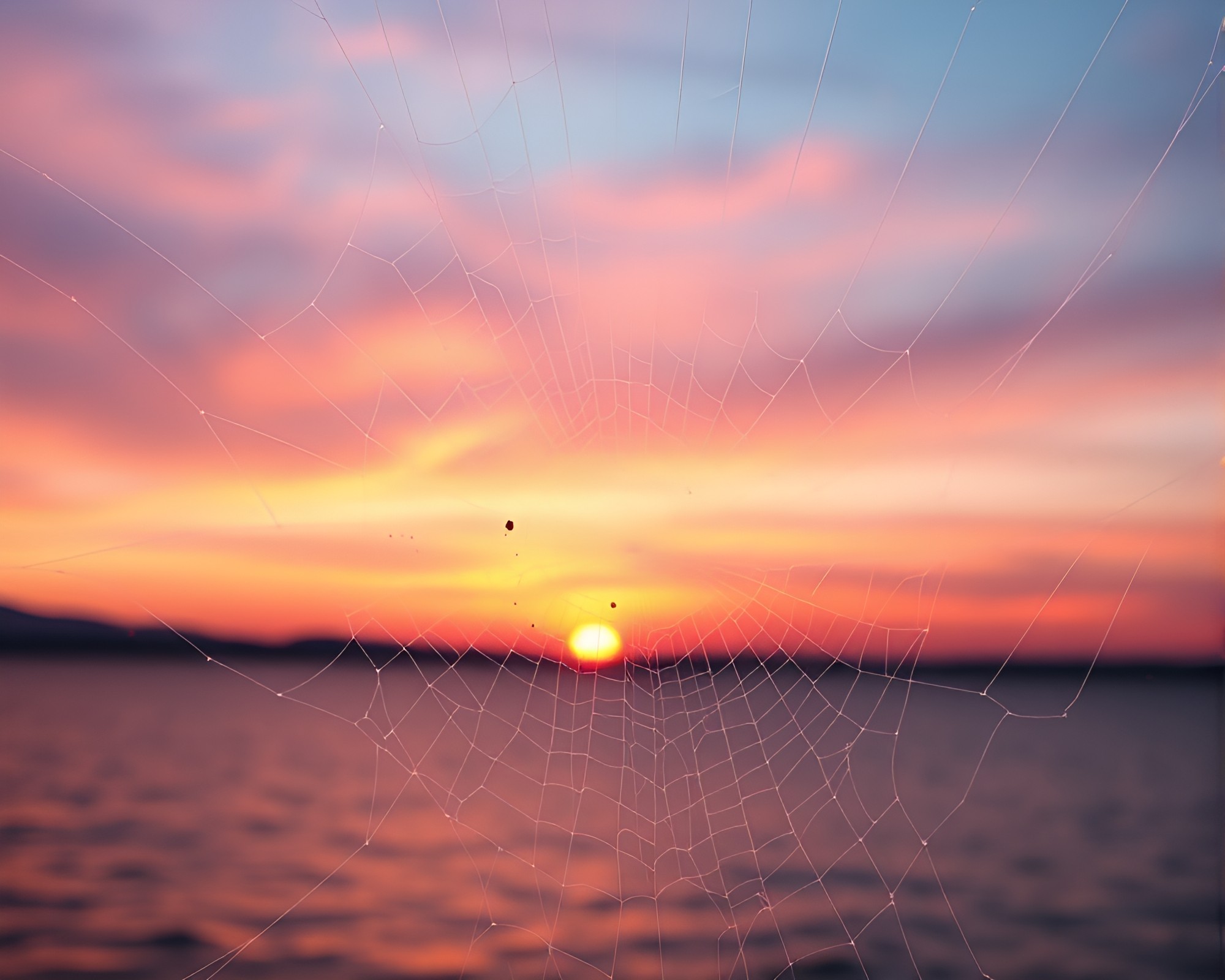 Hydra’s Splatter Sunrise Web – free AI stock image