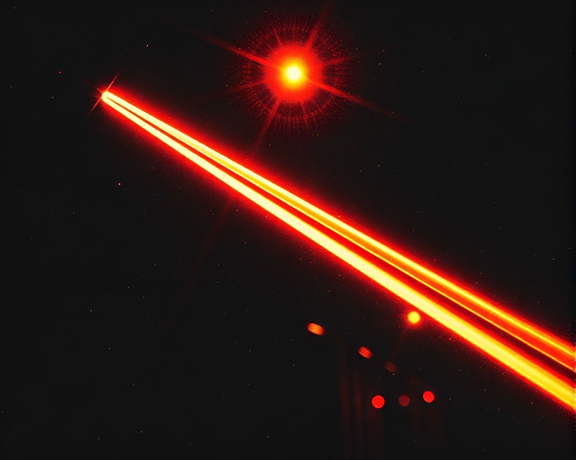 Neon-lit streets with laser sword-wielding warrior – free AI stock image