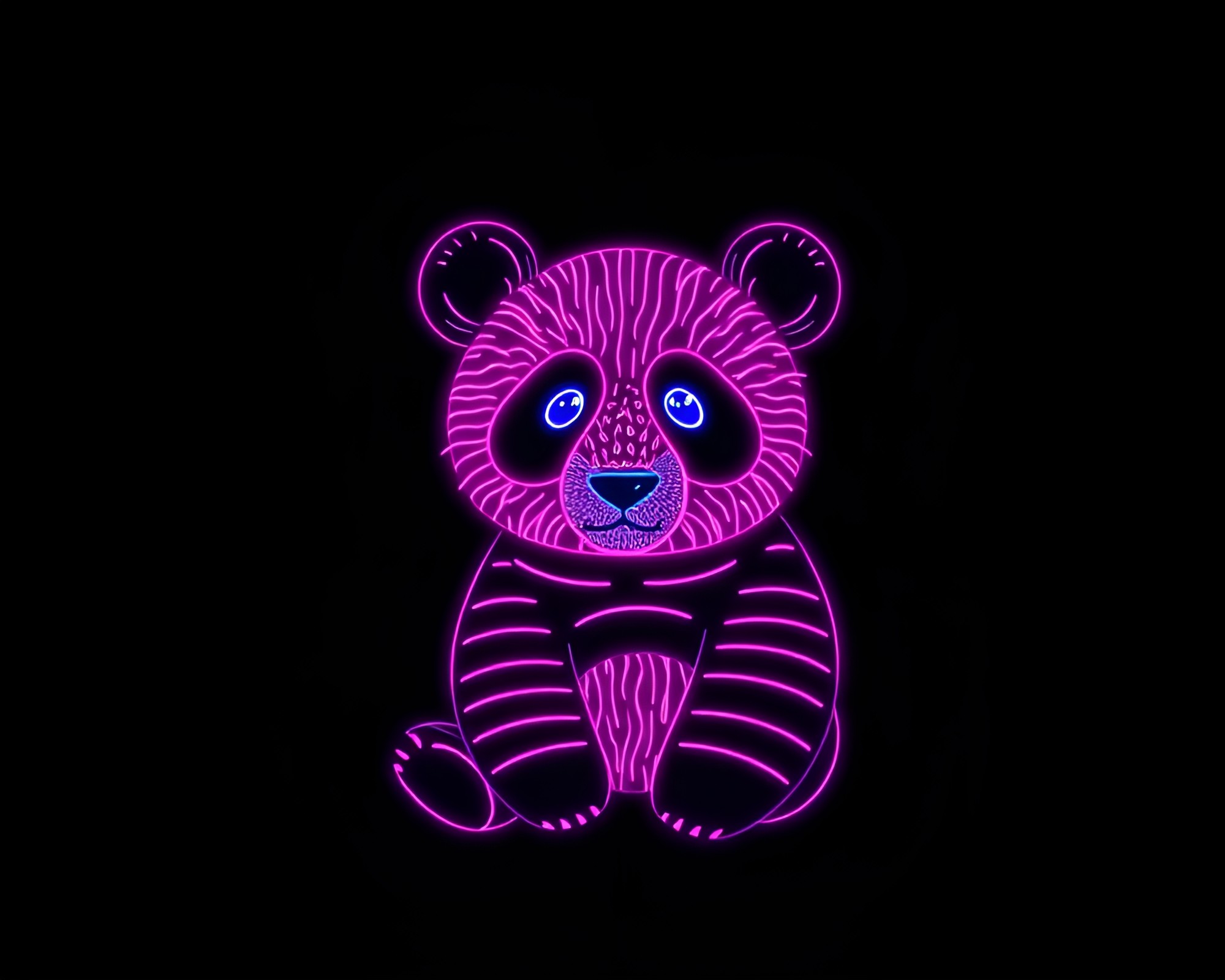 Neon Glow Panda Chalkboard Compositions – free AI stock image