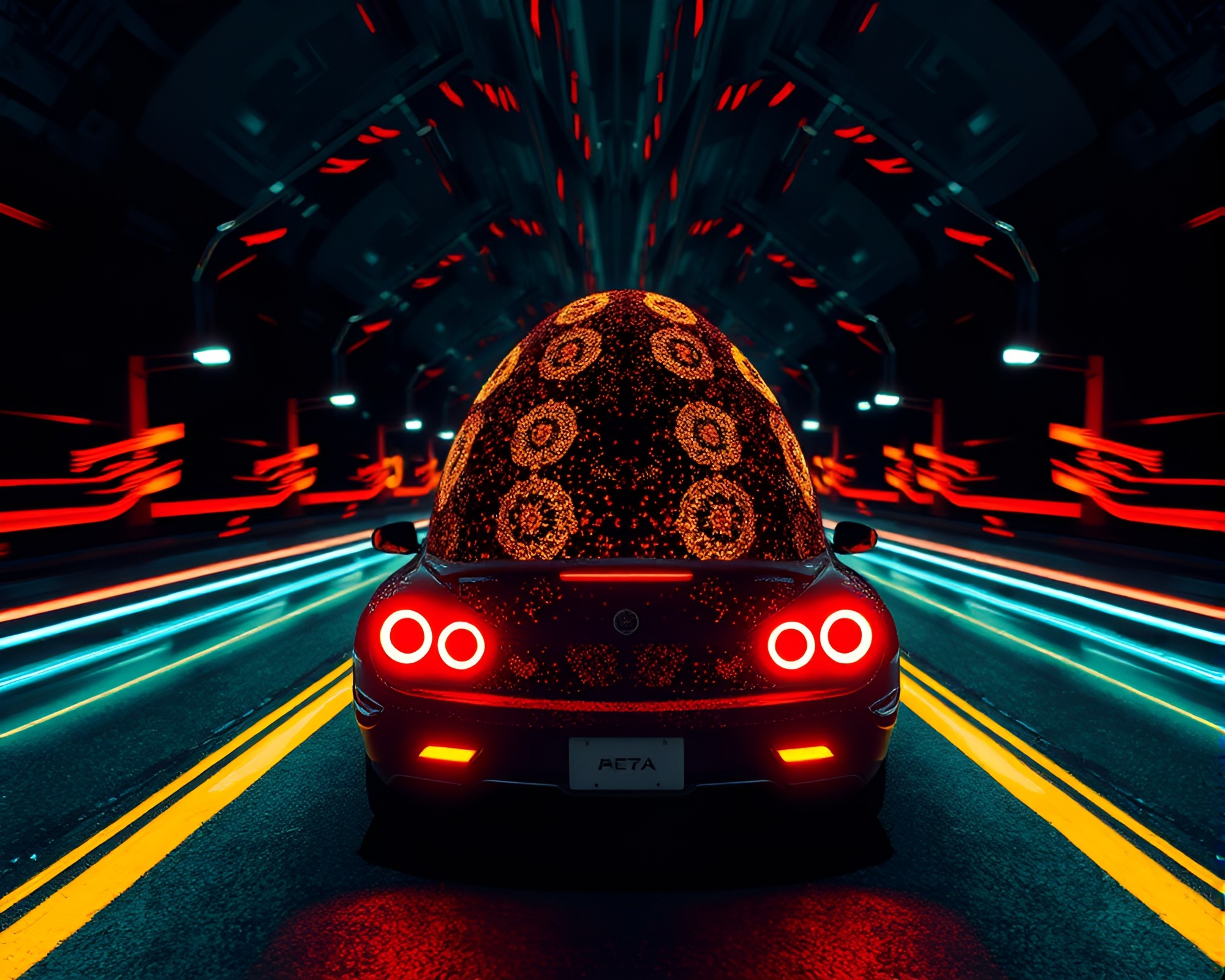 Retro Pixel Art Dragon Egg with Kaleidoscope Light Trails – free AI stock image