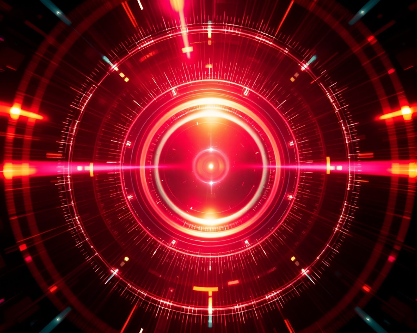Futuristic cyborg with glowing eyes in x-ray style