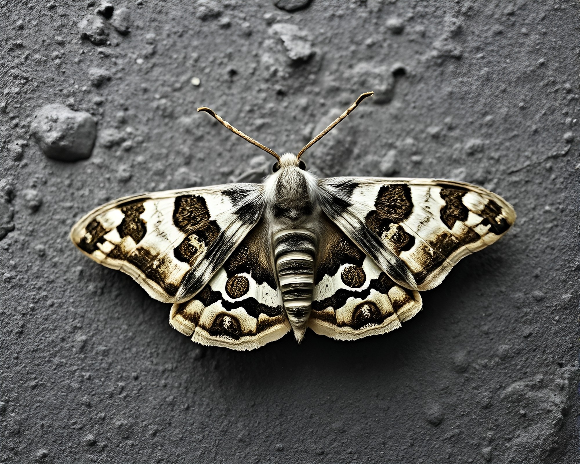 Checkered Moth in Ash-Tinted Stereograph – free AI stock image