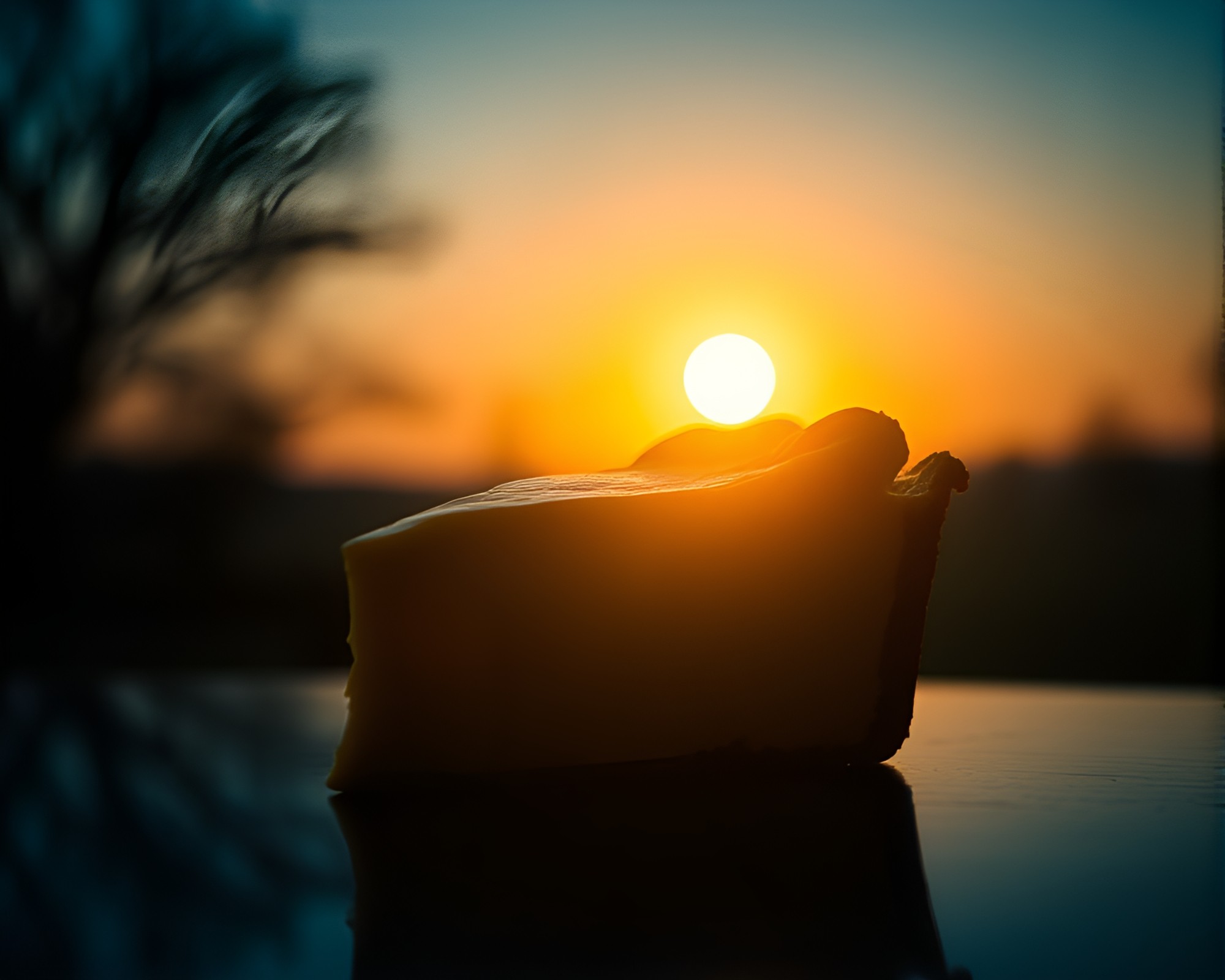 Geometric Pumpkin Pie during Golden Hour Negative Space Glow – free AI stock image