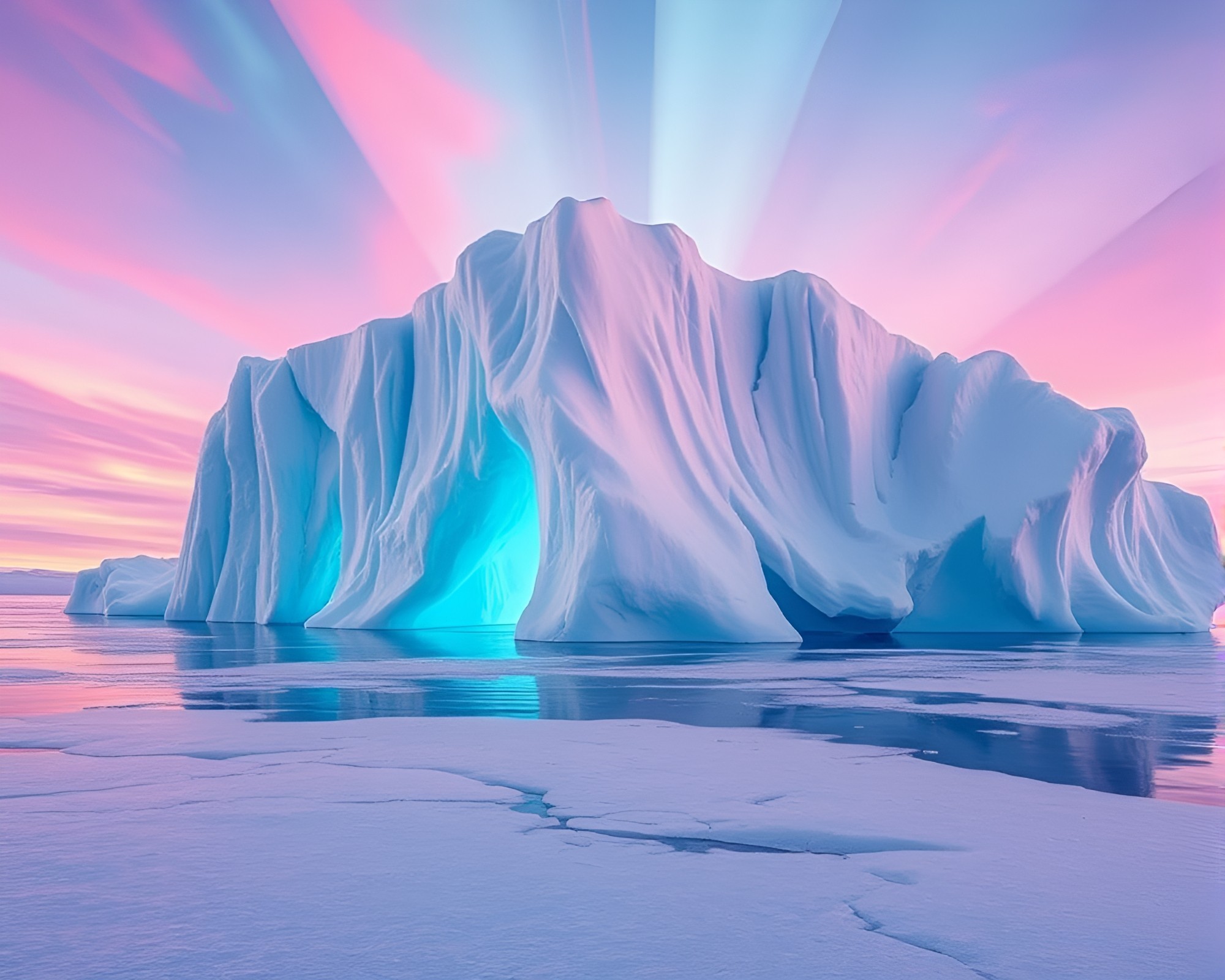 Arctic Iceberg Path: AI Surreal Composition – free AI stock image