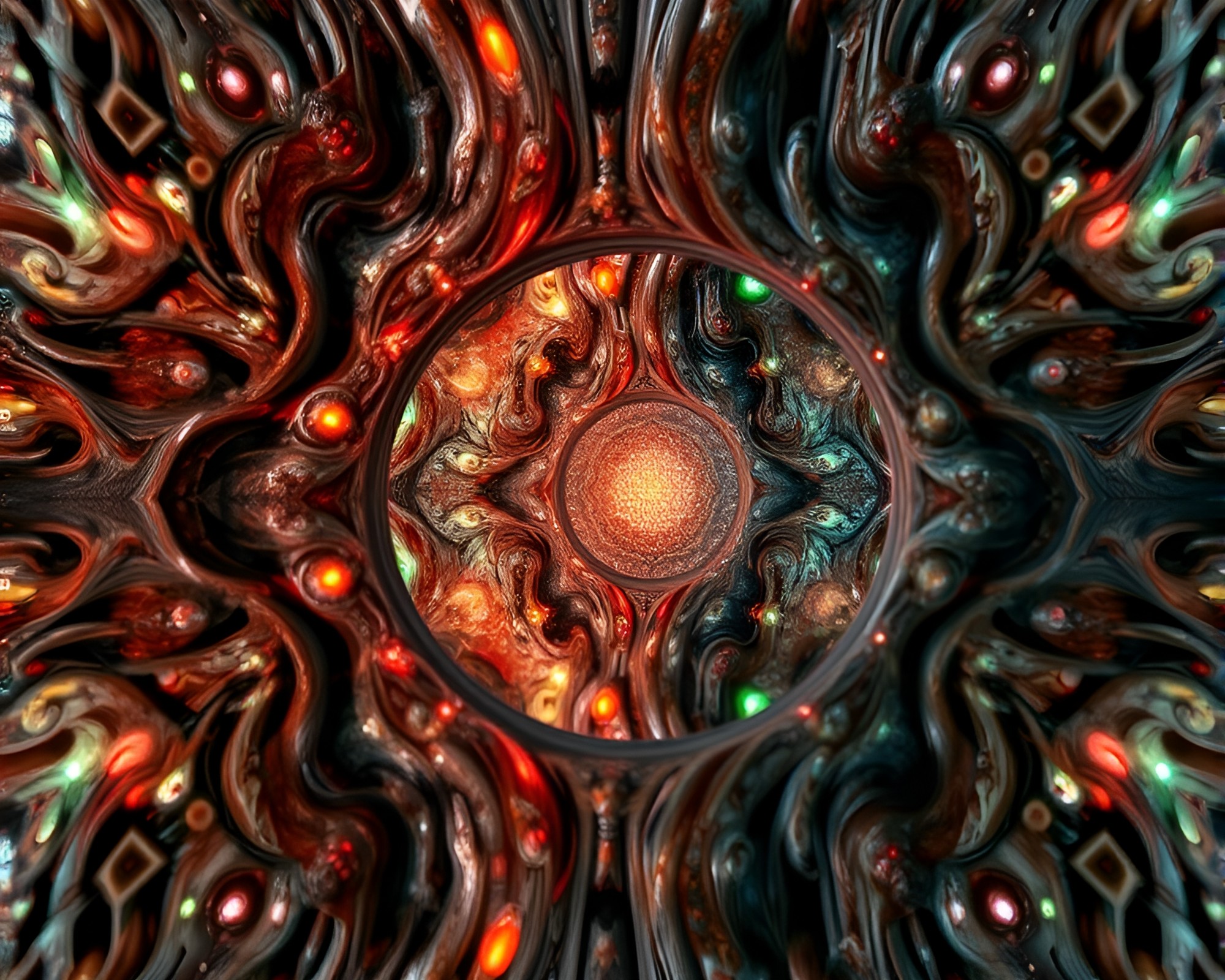 Ethereal Digital Haunted Mirror Wood Grain Composition – free AI stock image