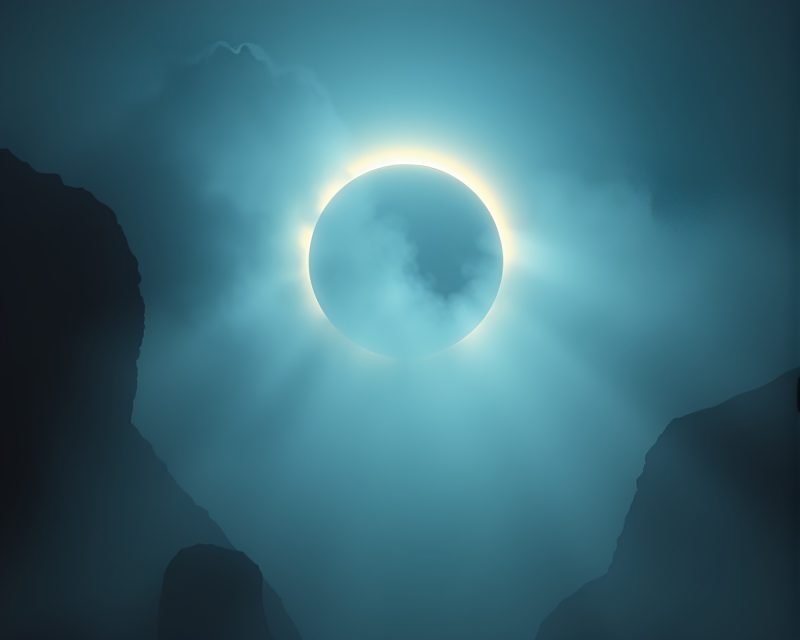 Ethereal Eclipse in Misty Digital Art – free AI stock image