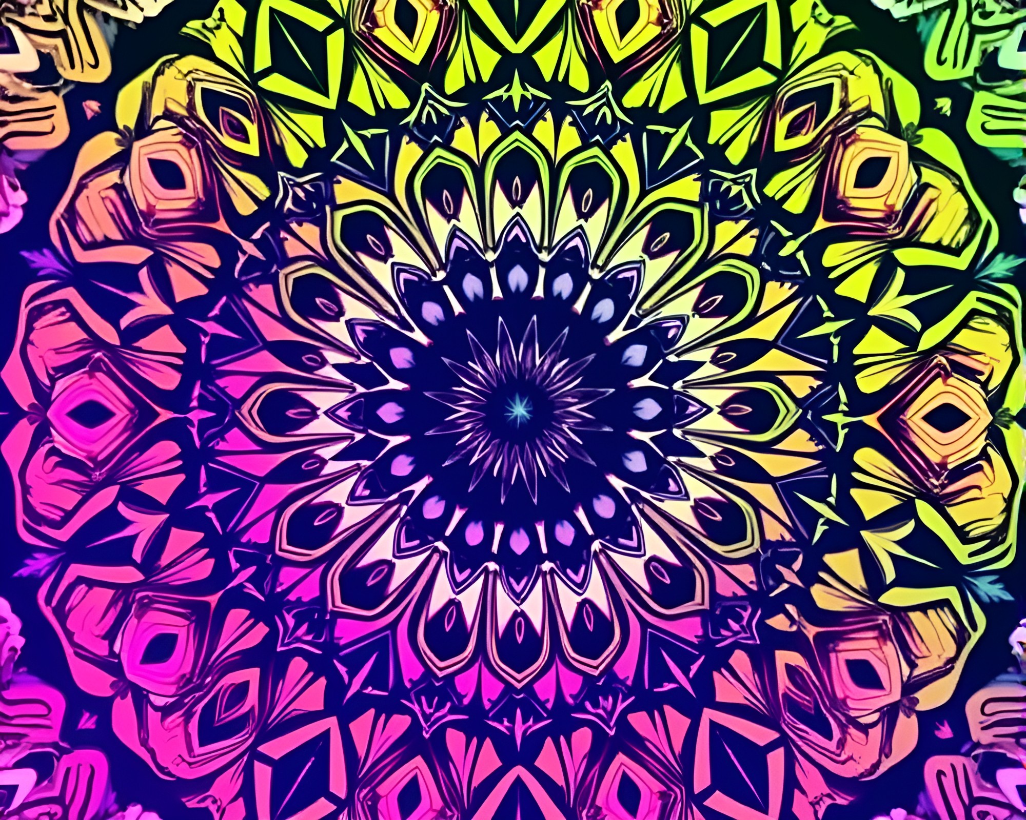 Hyper-Saturated Mandala Geometric Masterpiece – free AI stock image