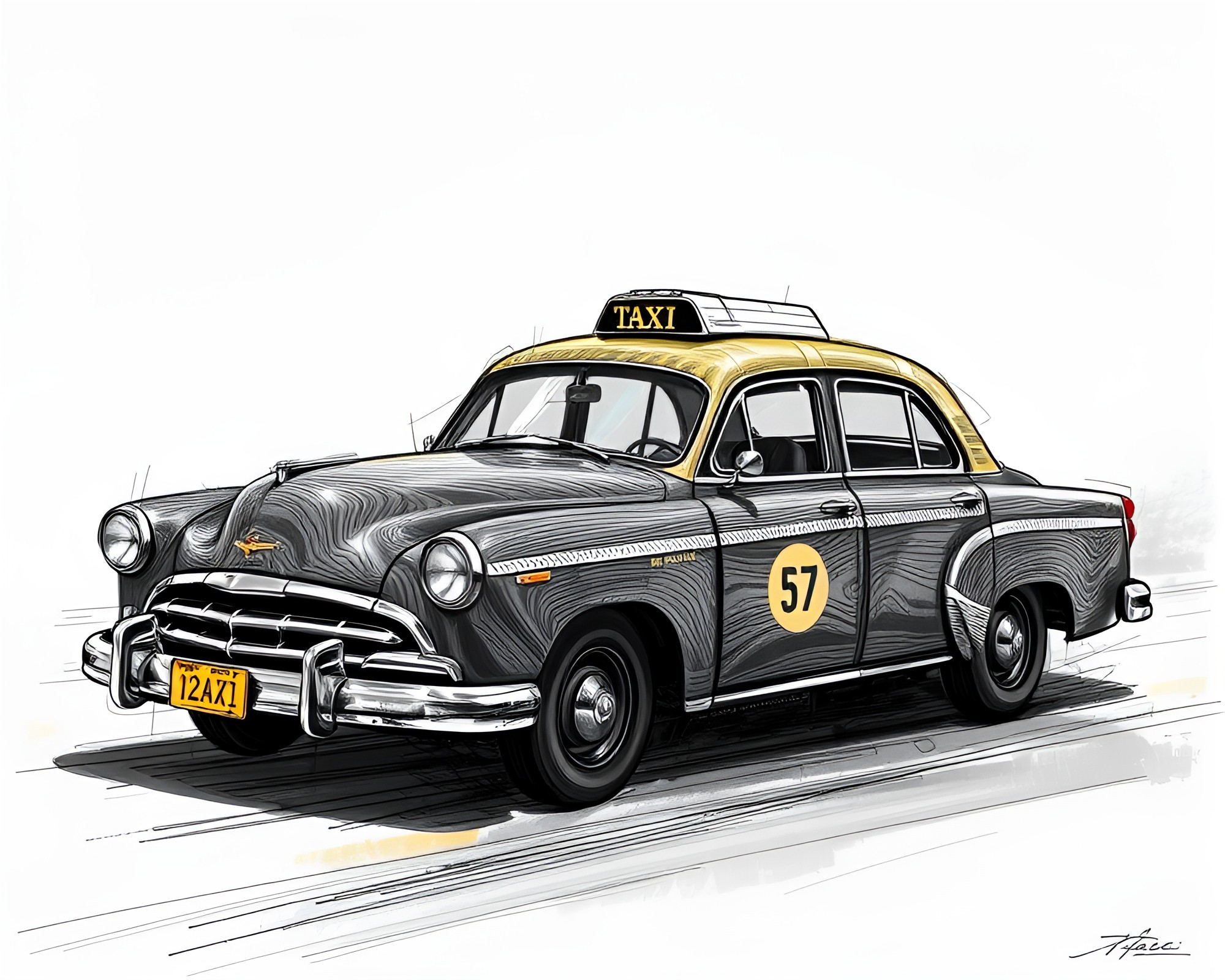 Hover Taxi Wood Grain Sketch – free AI stock image