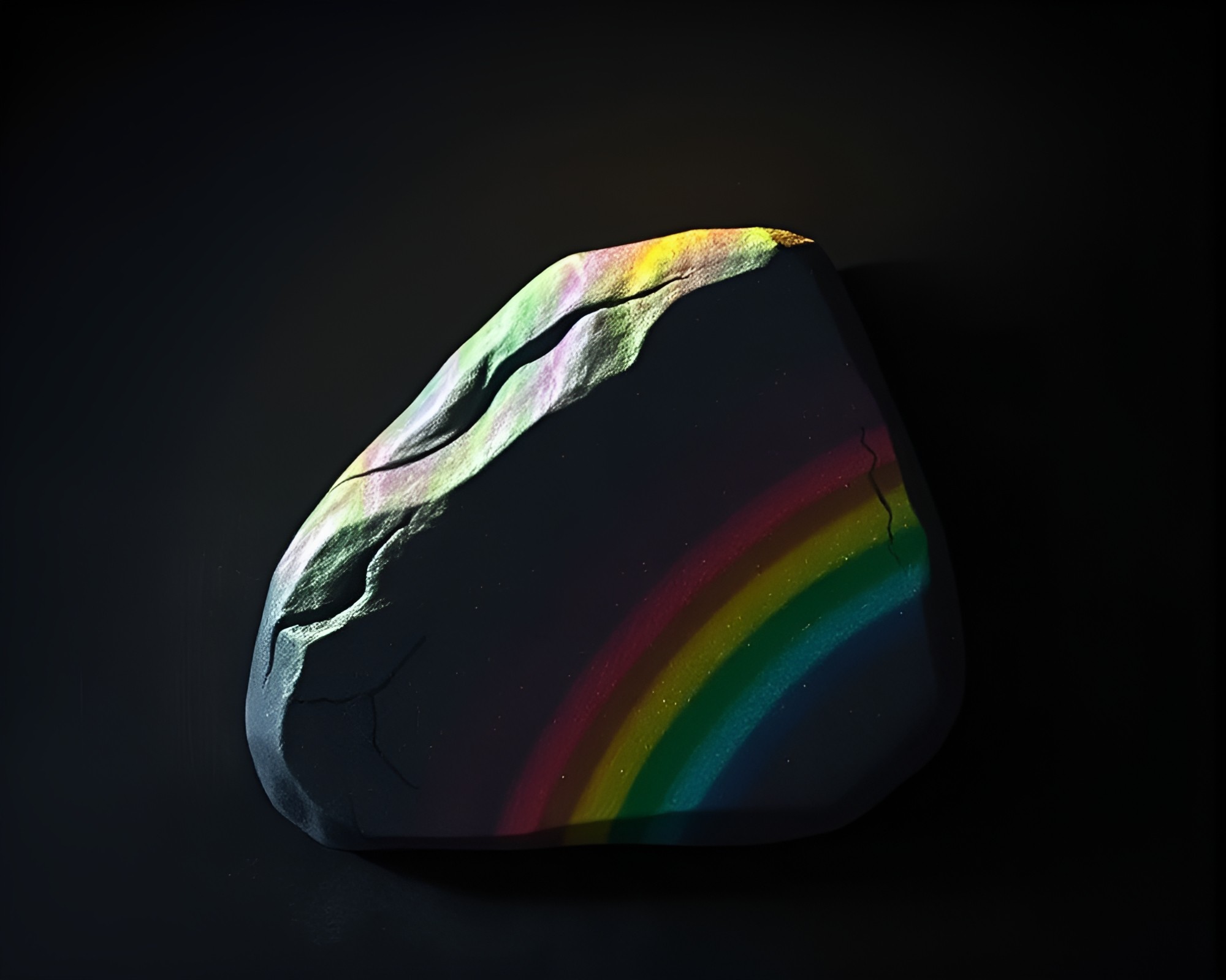 Chalk Drawing: Cosmic Rainbow Rune Stone Silhouette – free AI stock image