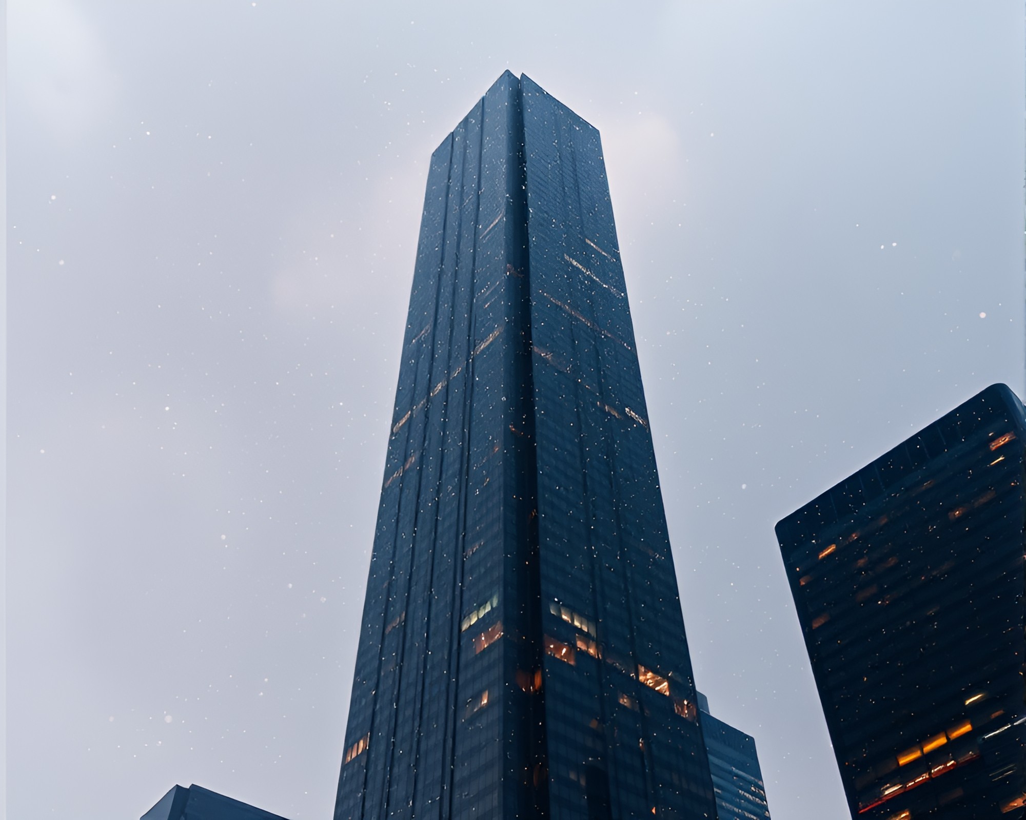Urban Holographic Skyscraper with Dust Particles – free AI stock image