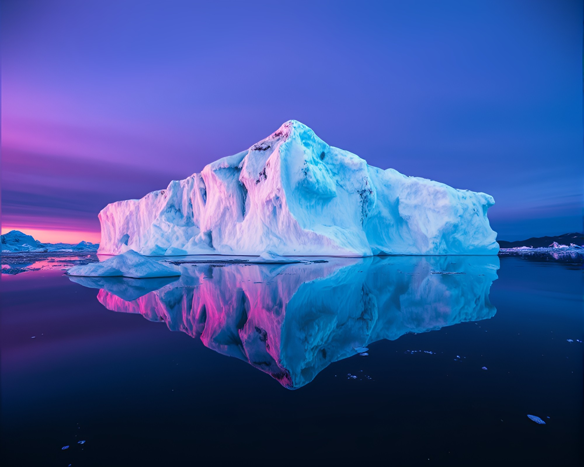Neon Arctic Dreamscape: A Double Exposure Masterpiece – free AI stock image