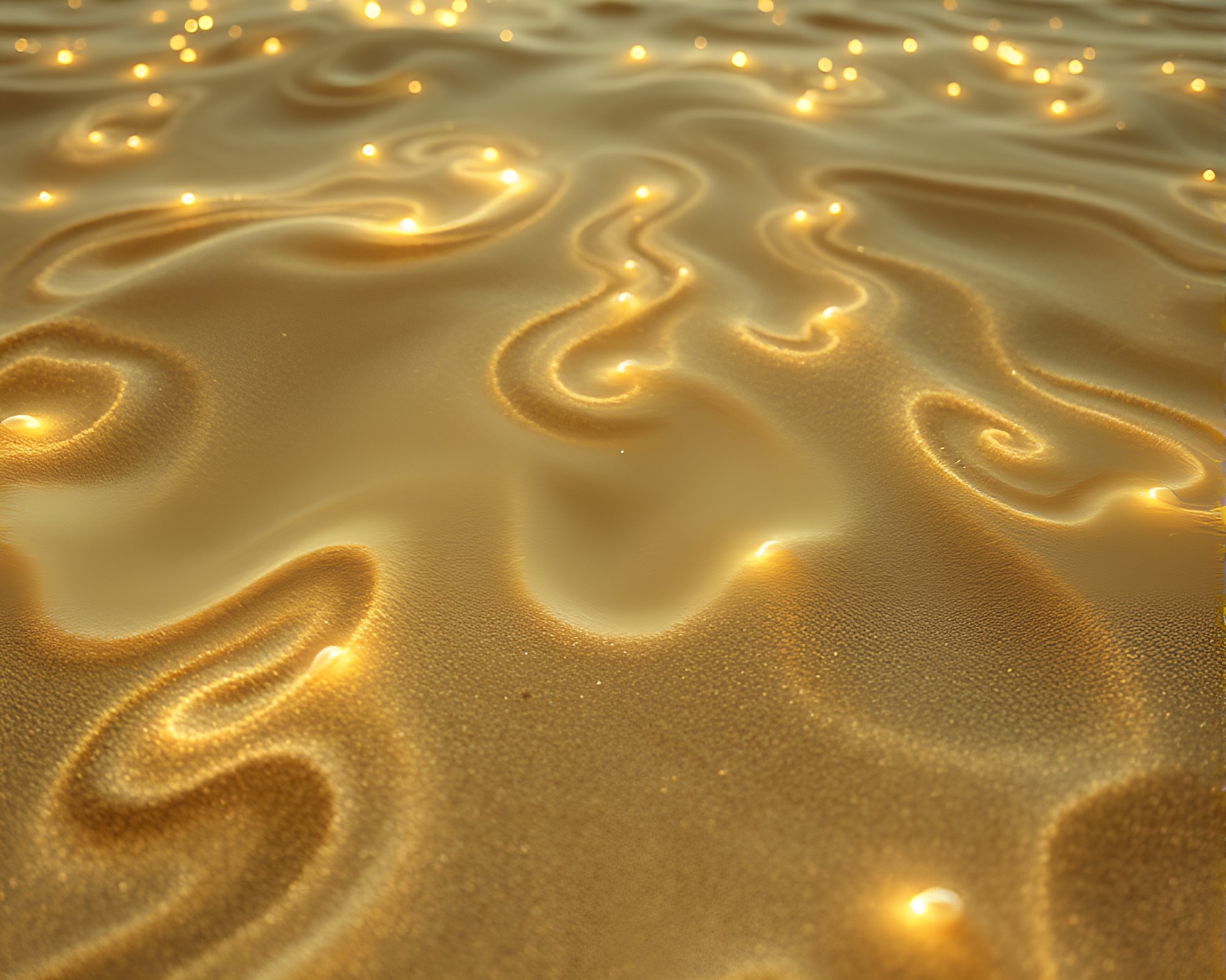 Bioluminescent Sand Swirls in Off-White Forest Glow – free AI stock image