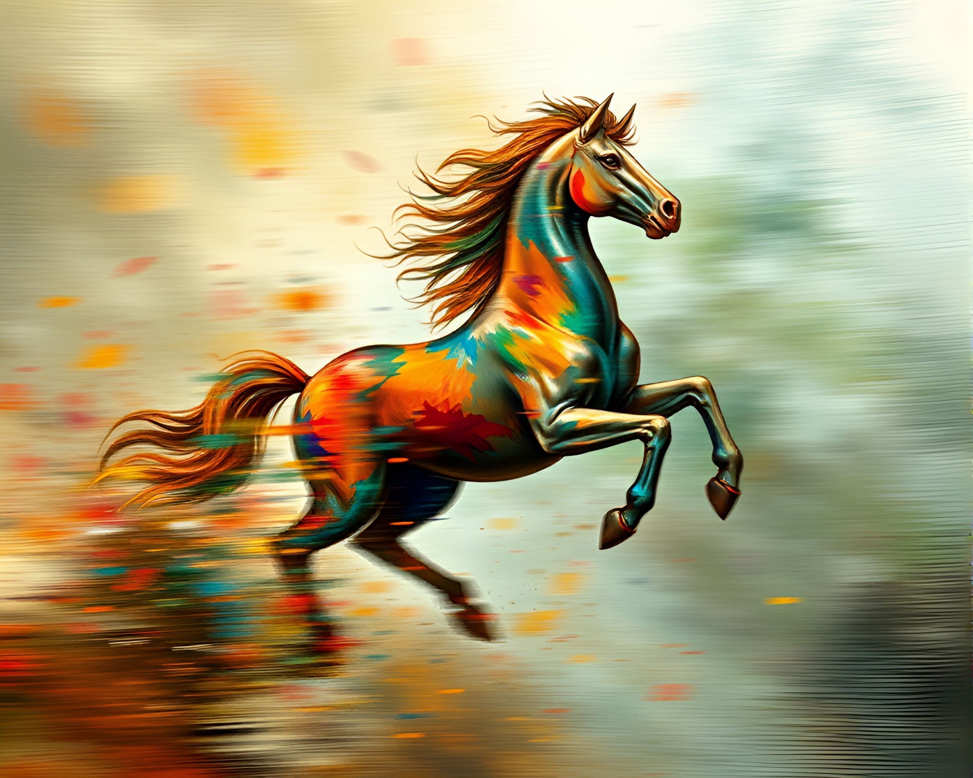 Centaur in Motion Blur with Paint Splash Palette – free AI stock image