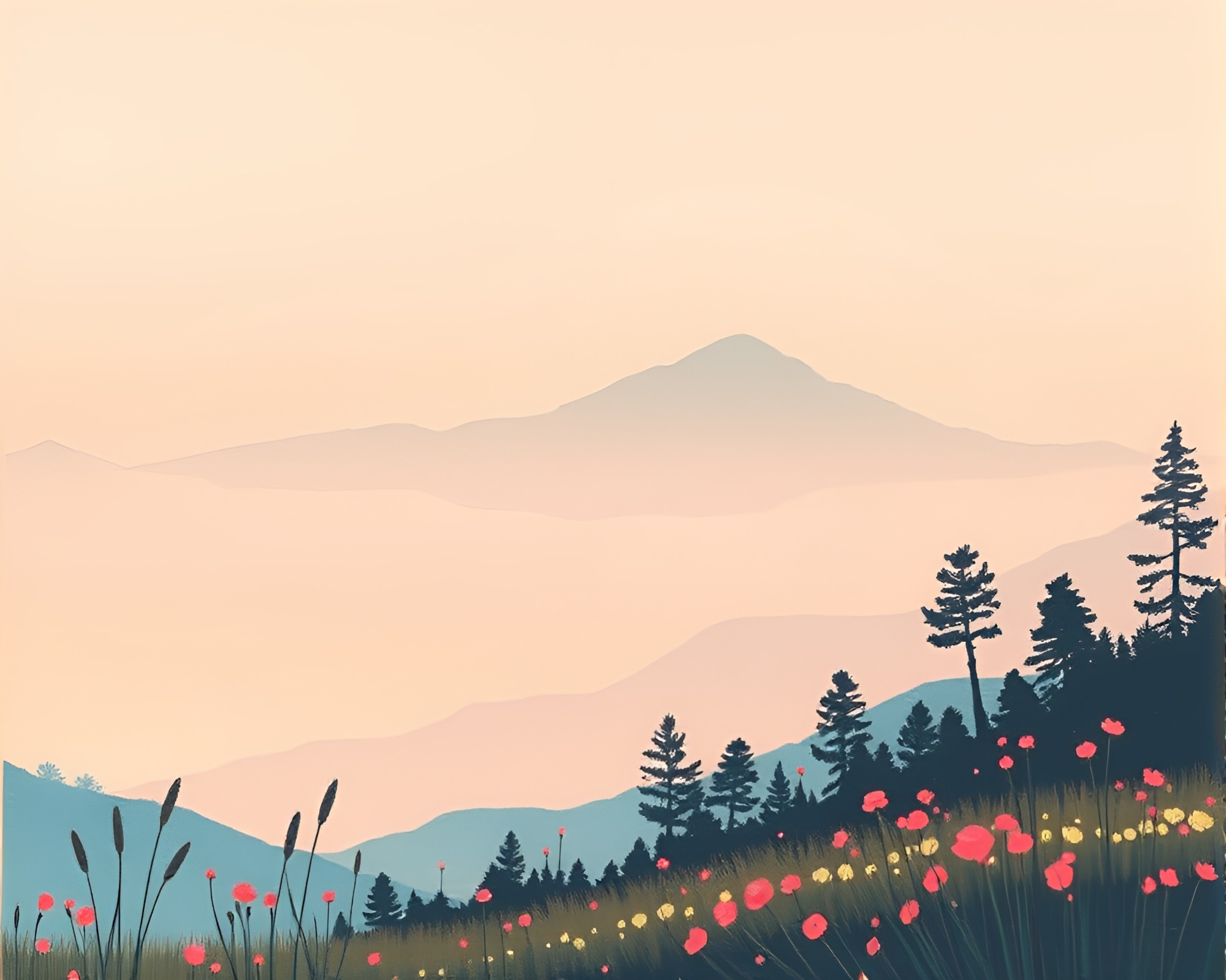 Enchanting Woodcut Print of Hot Spring Oasis – free AI stock image