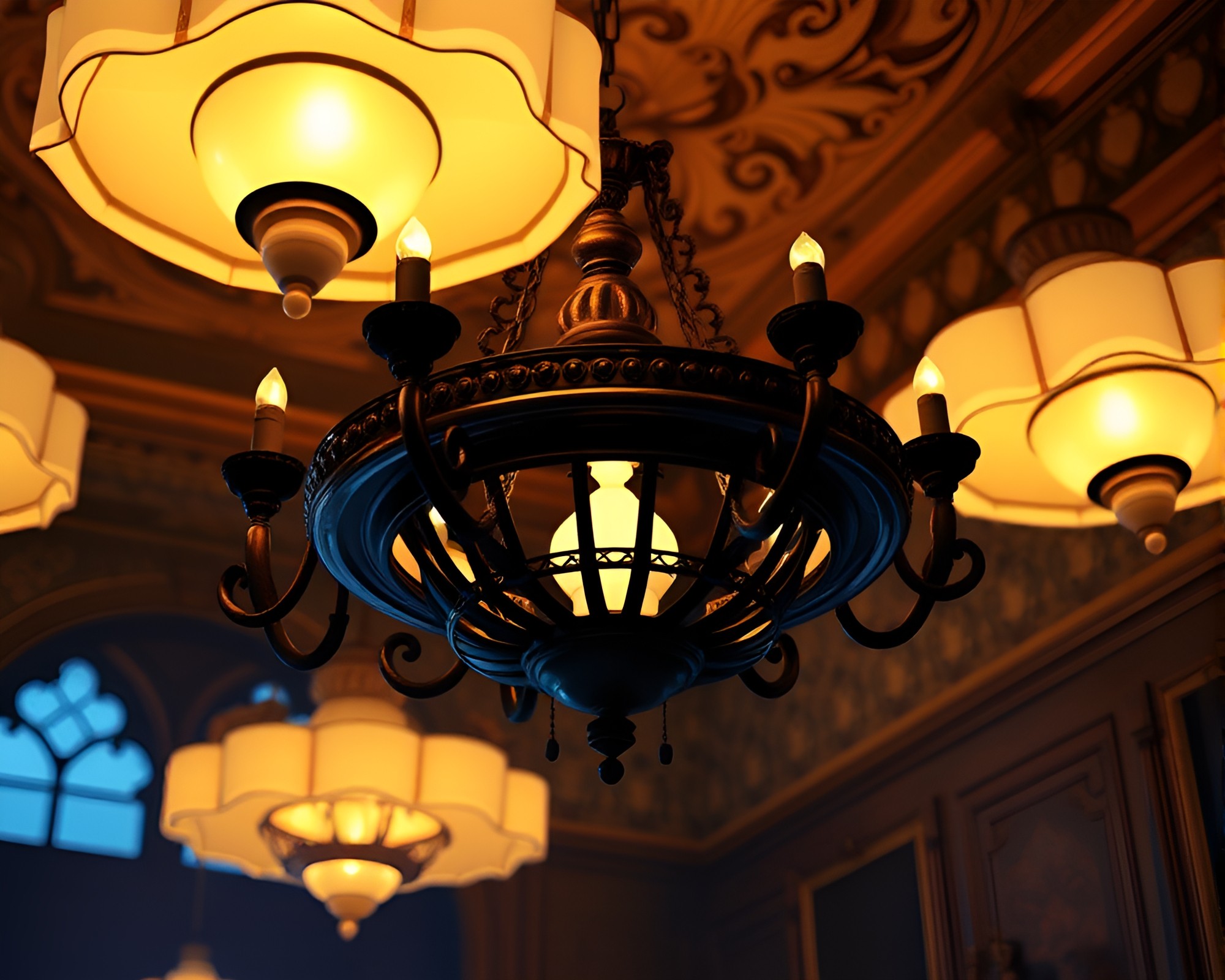 Victorian Chandelier with Ambient Occlusion in Cel Shading Style – free AI stock image