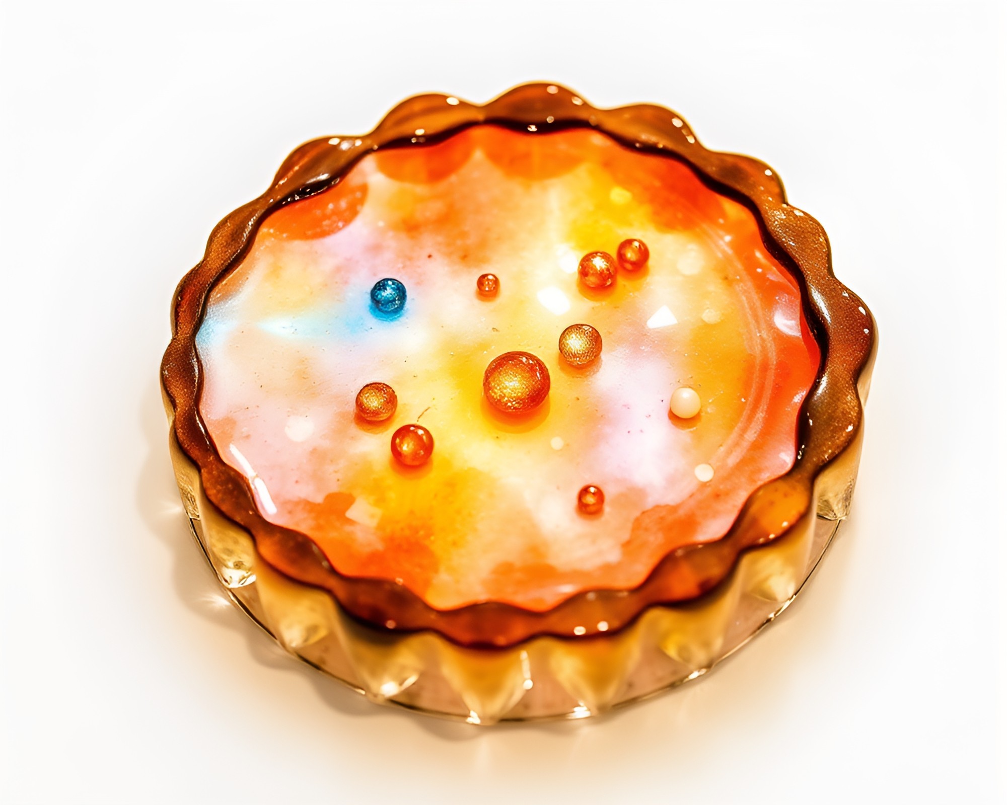 Glowing Pumpkin Pie in Watercolor Reflections – free AI stock image