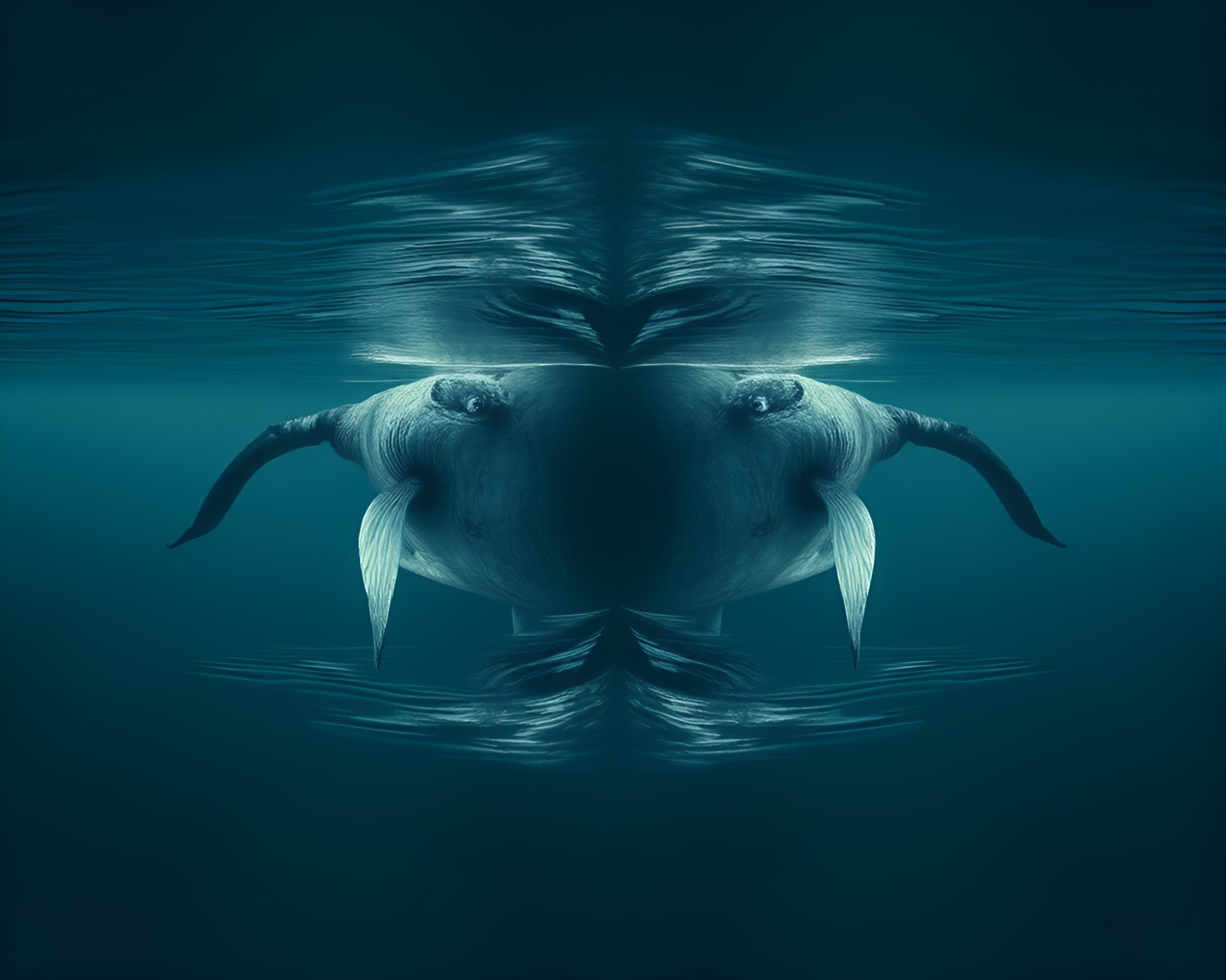Whale Symmetry in Muted Pastels – free AI stock image