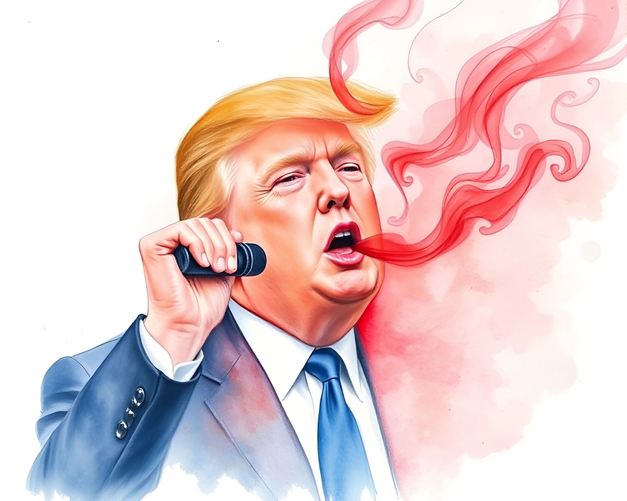 Trumpet player amidst swirling smoke rings – free AI stock image