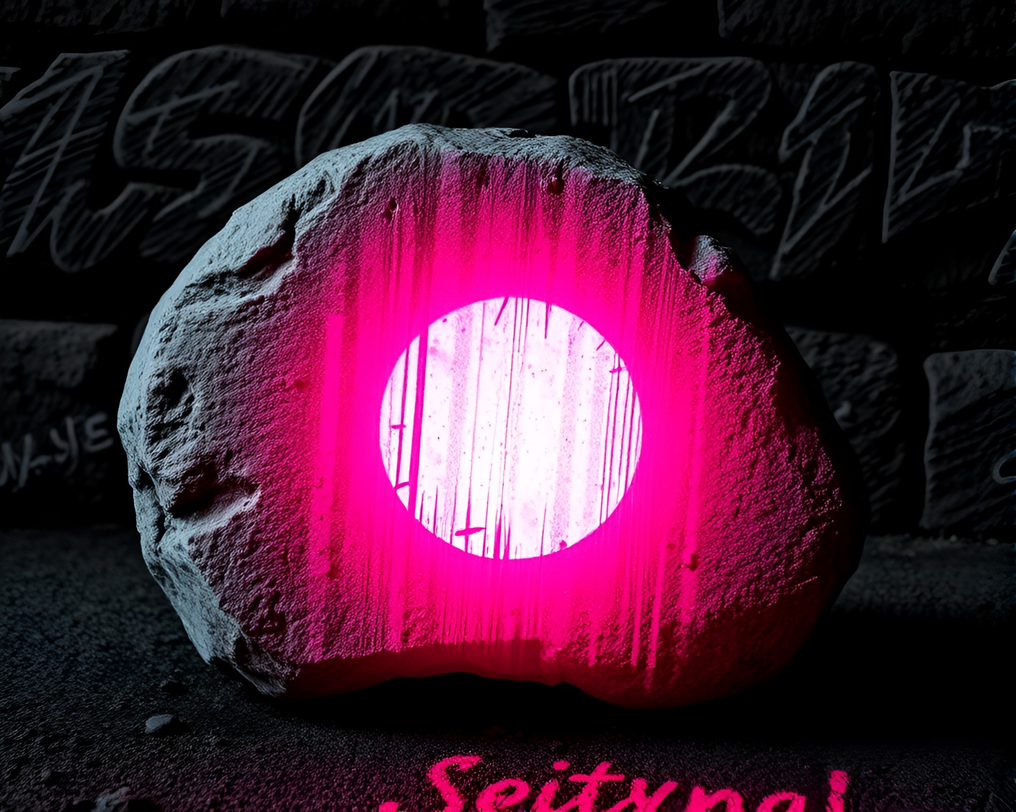 Glowing Rune Stone at Sunrise – free AI stock image