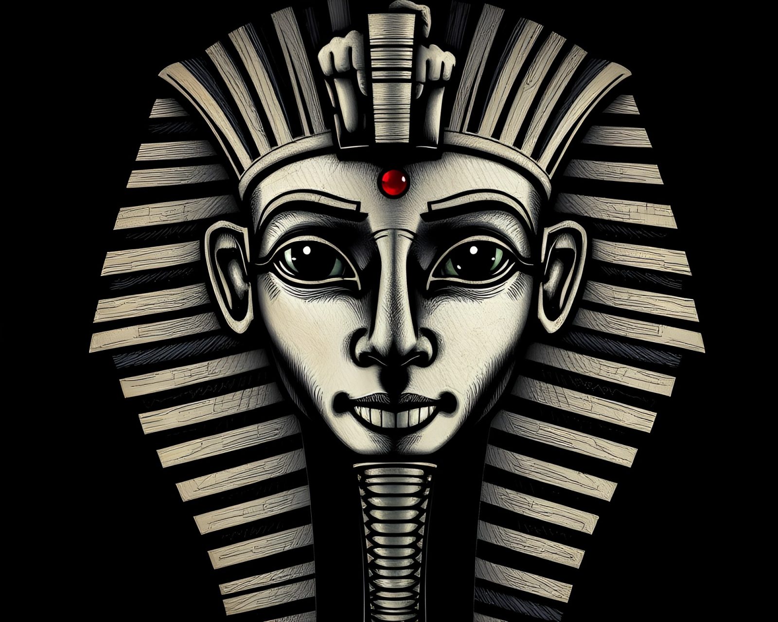 An intriguing mix of ancient Pharaoh's mask and modern art
