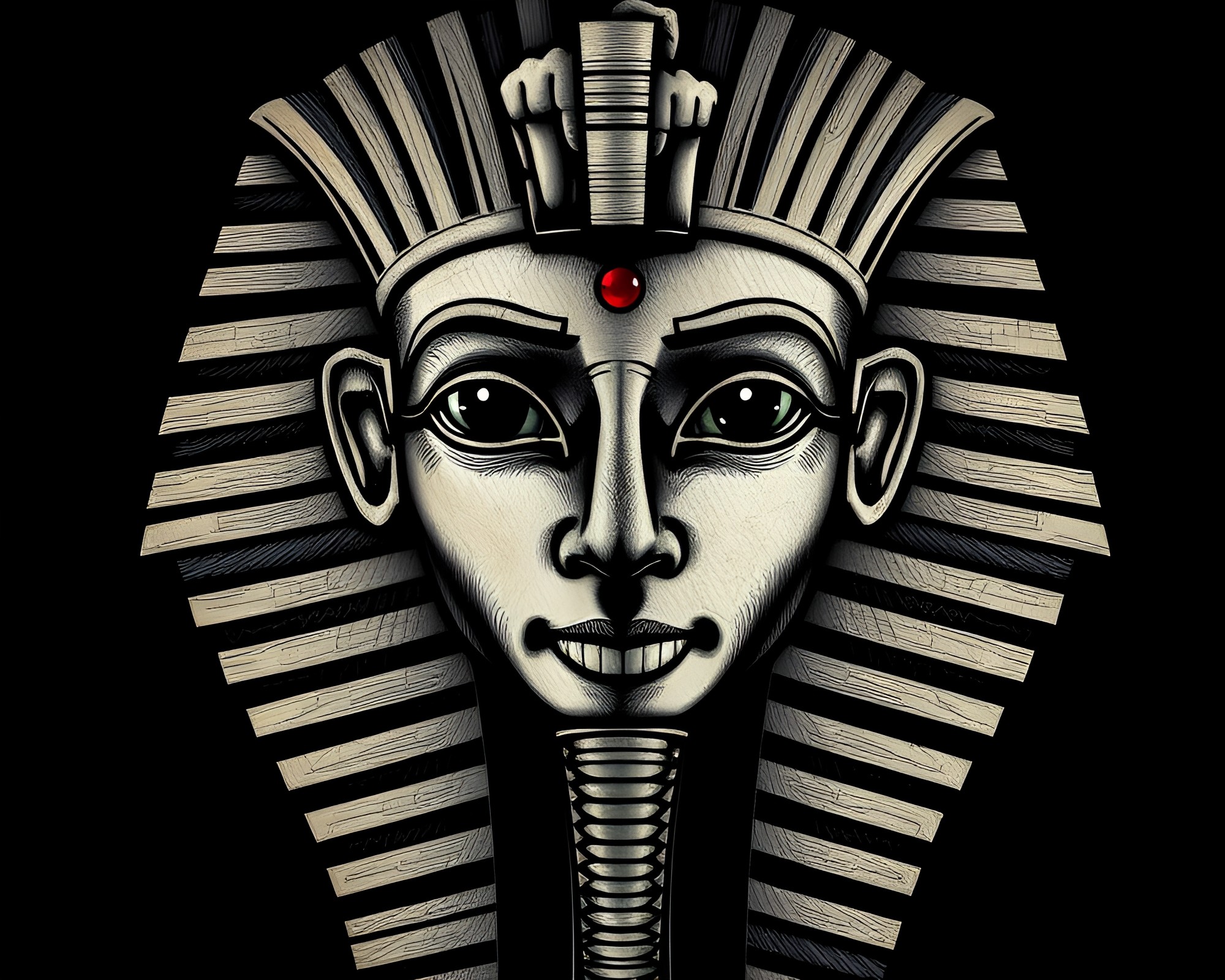 Egyptian Pharaoh’s Split Toned Crosshatched Mask – free AI stock image