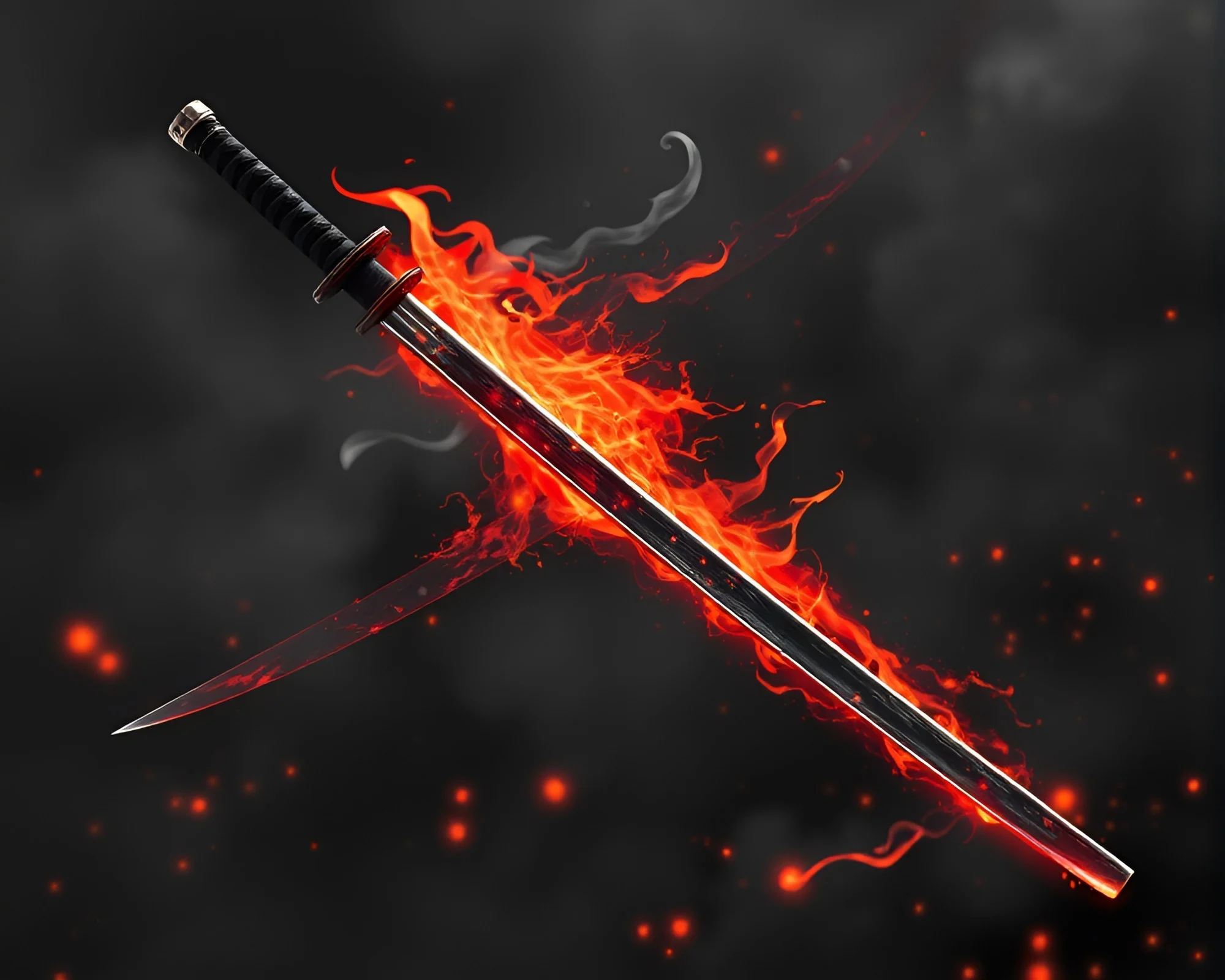 Samurai Warrior Amidst Graphite Embers