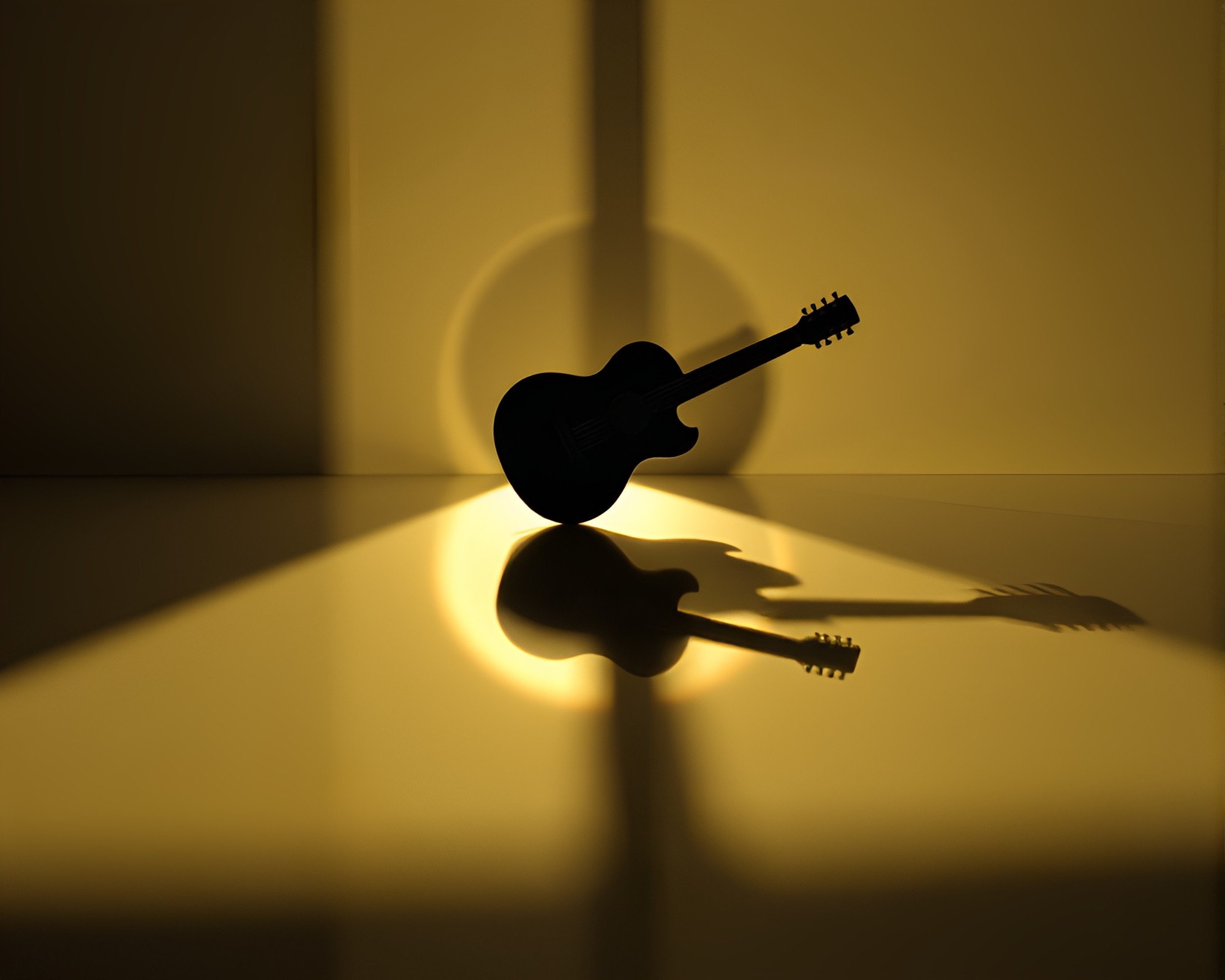 Eclipse Shadow Guitar Reflection Still Animation – free AI stock image