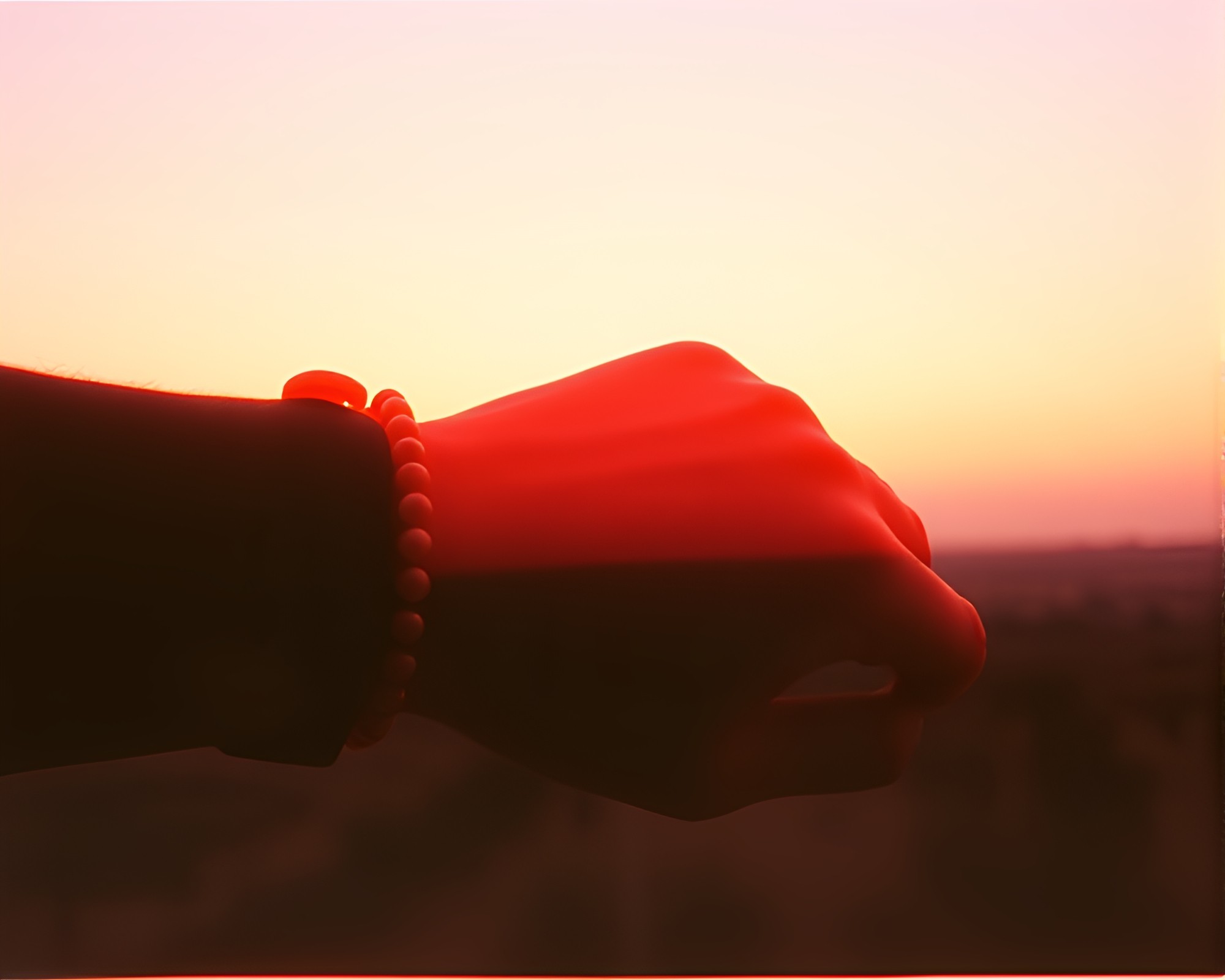 80s VHS Bracelet Double Exposure Sunset – free AI stock image