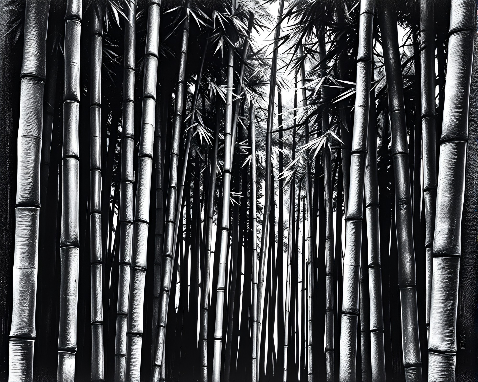 Bamboo Grove Etching Lines Composition – free AI stock image