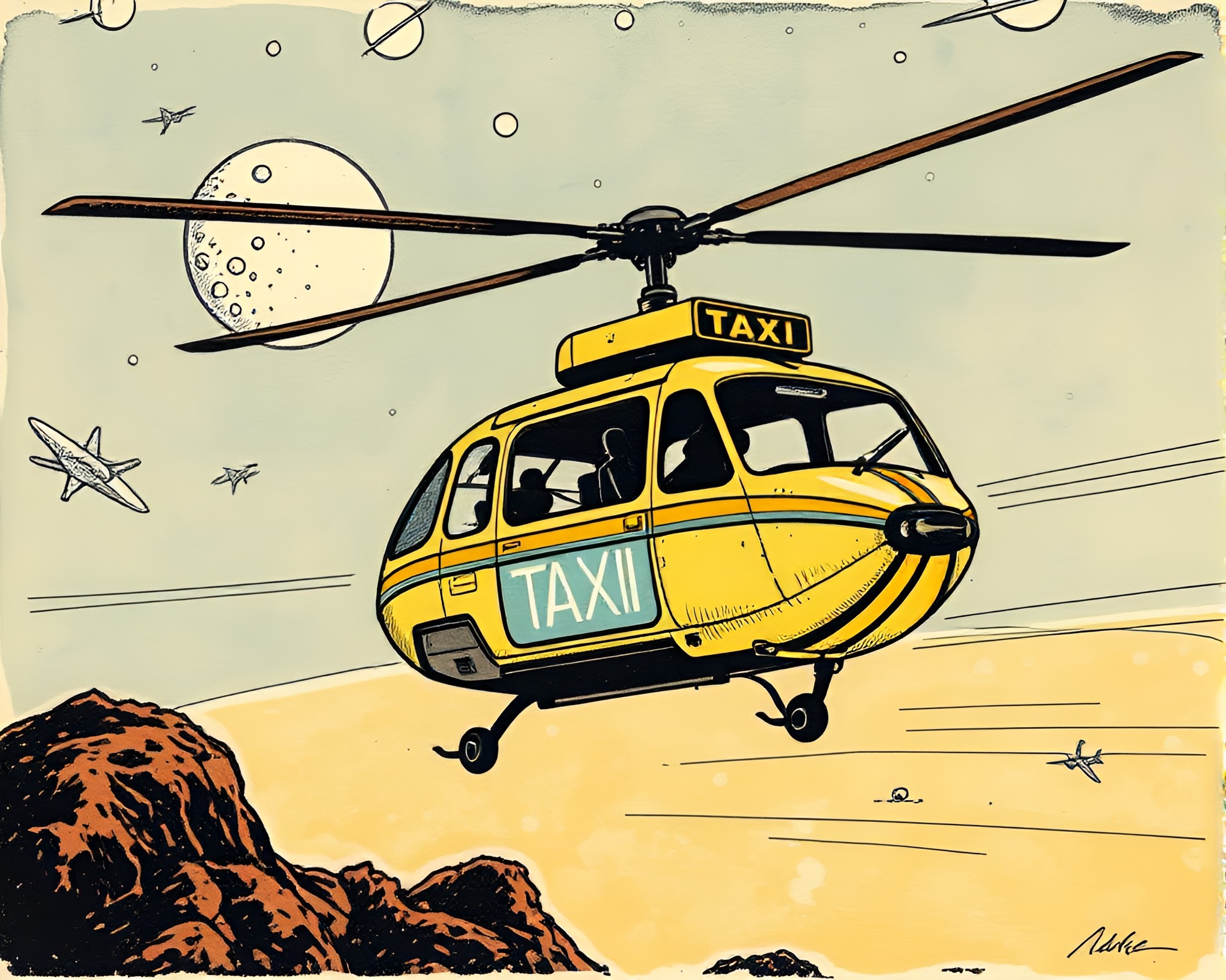 Etherial Hover Taxi in Pastel Universe – free AI stock image