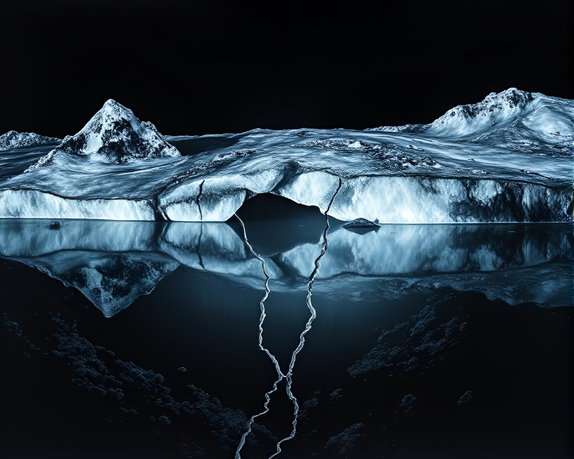 Cracked Ice Coral Reef Engraved Noir Composition – free AI stock image