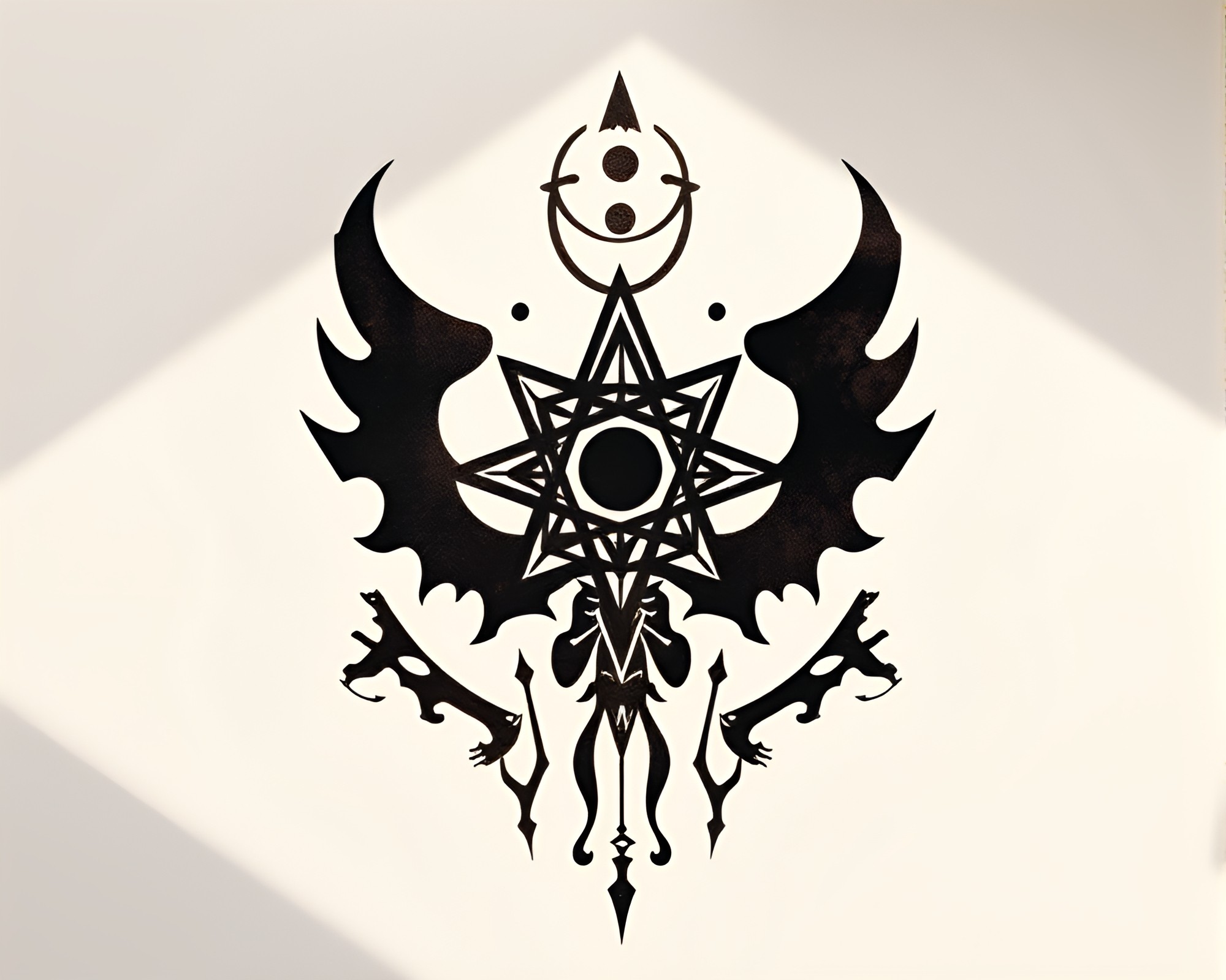 Esoteric Sigil in Necromantic Minimalist Collage Design – free AI stock image