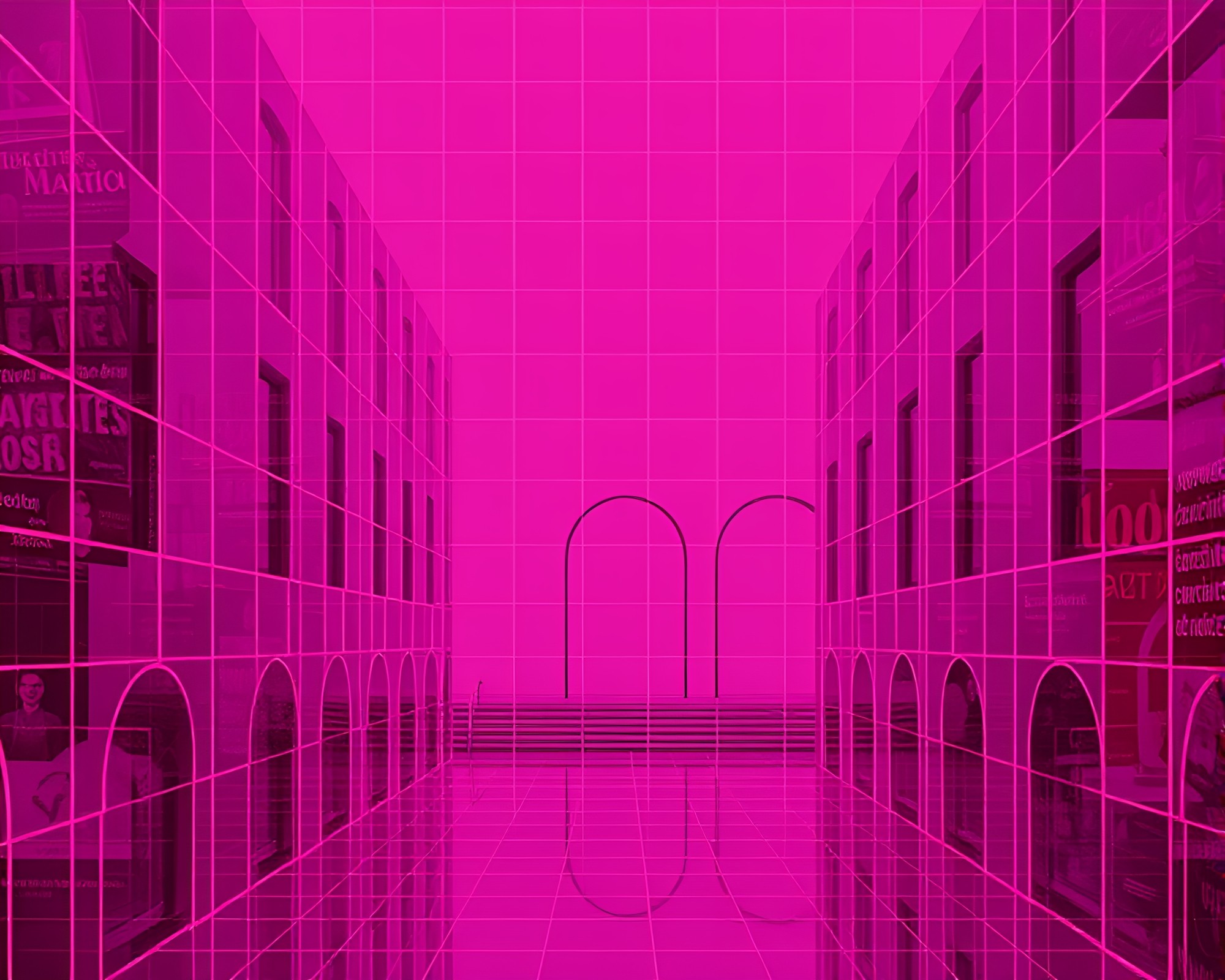 Magenta Punch Cello Concerto in Architectural Grid Environment – free AI stock image