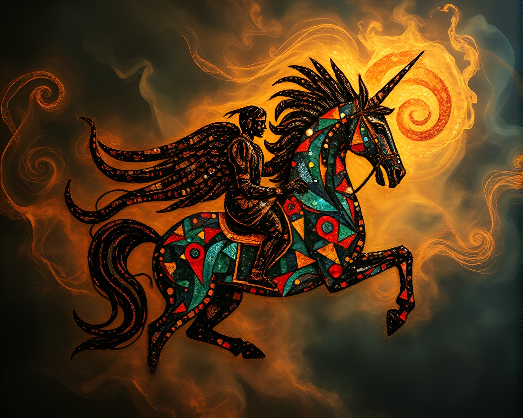 Enigmatic Centaur Emerging from Swirling Smoke Plume – free AI stock image