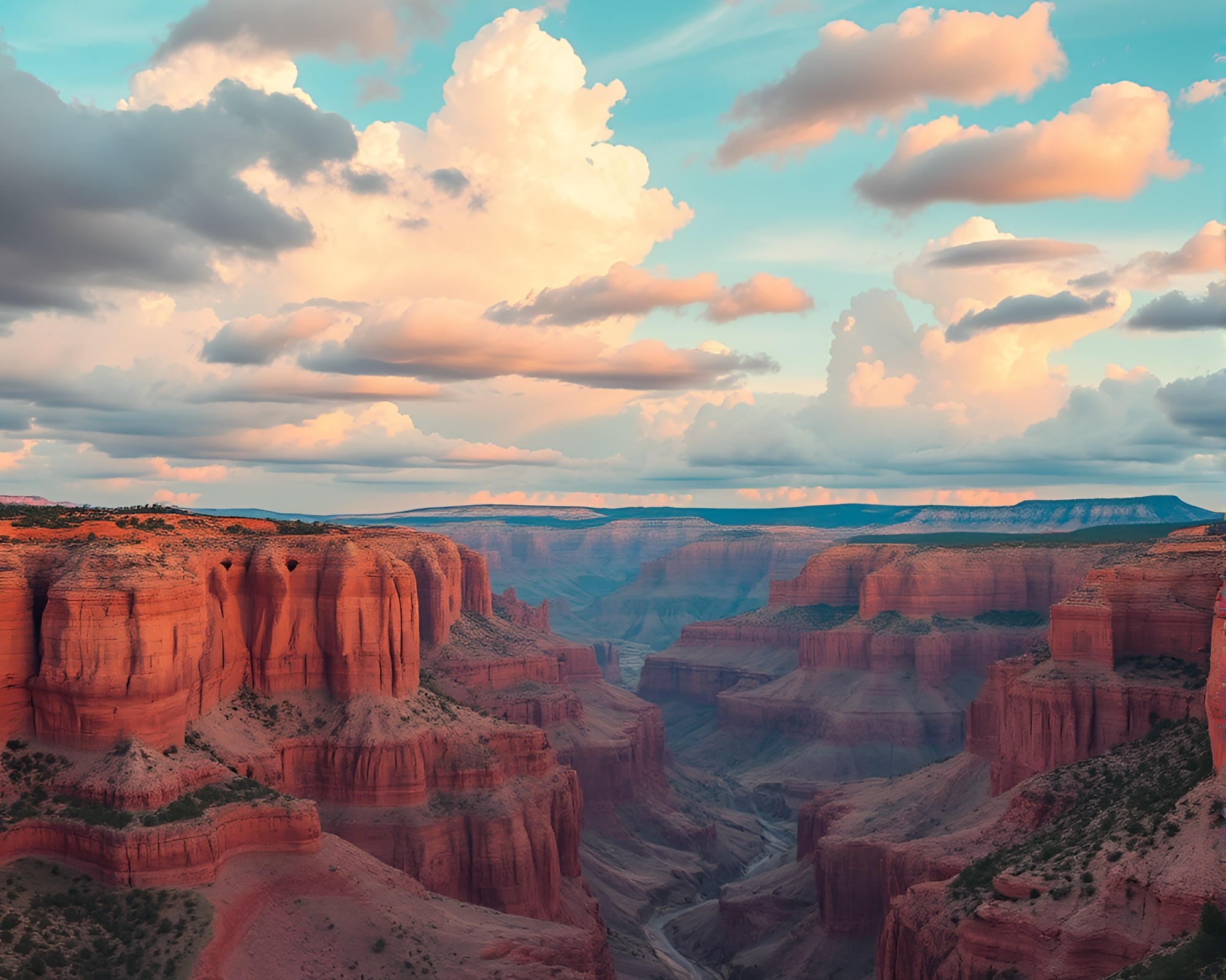 Eroded Canyon in Pastel Graffiti Skies – free AI stock image