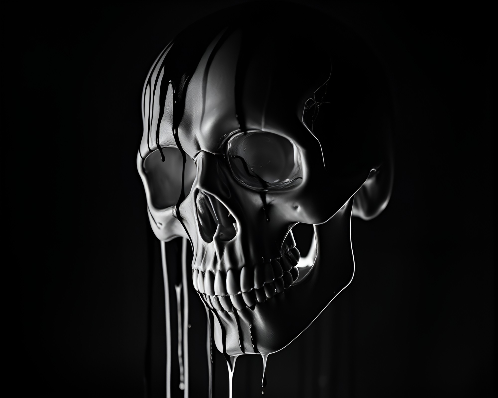 Gritty Noir Crystal Skull Spray Paint Drip Art – free AI stock image