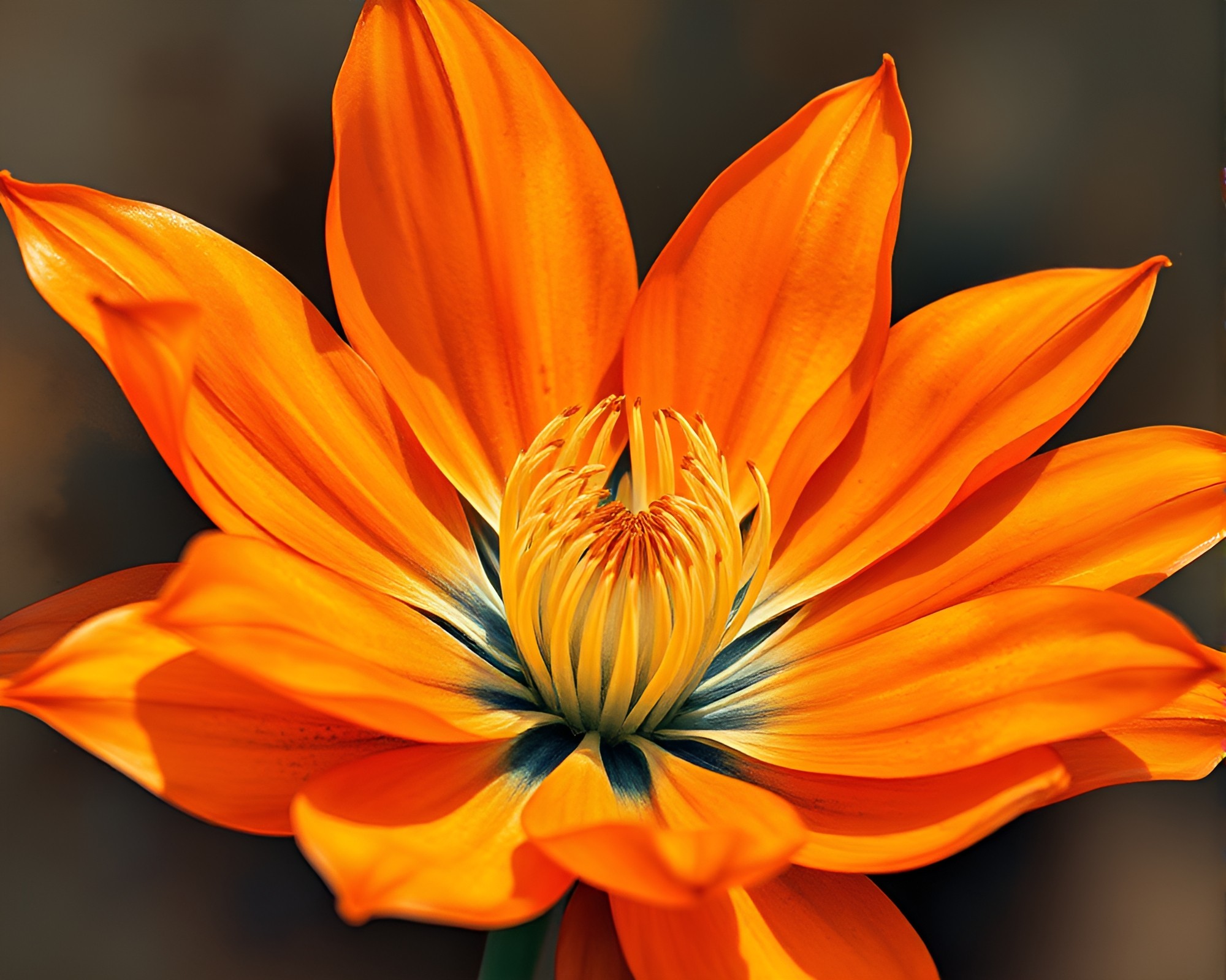 Cyborg Orchid: Burnt Orange Watercolor Petal Fusion – free AI stock image