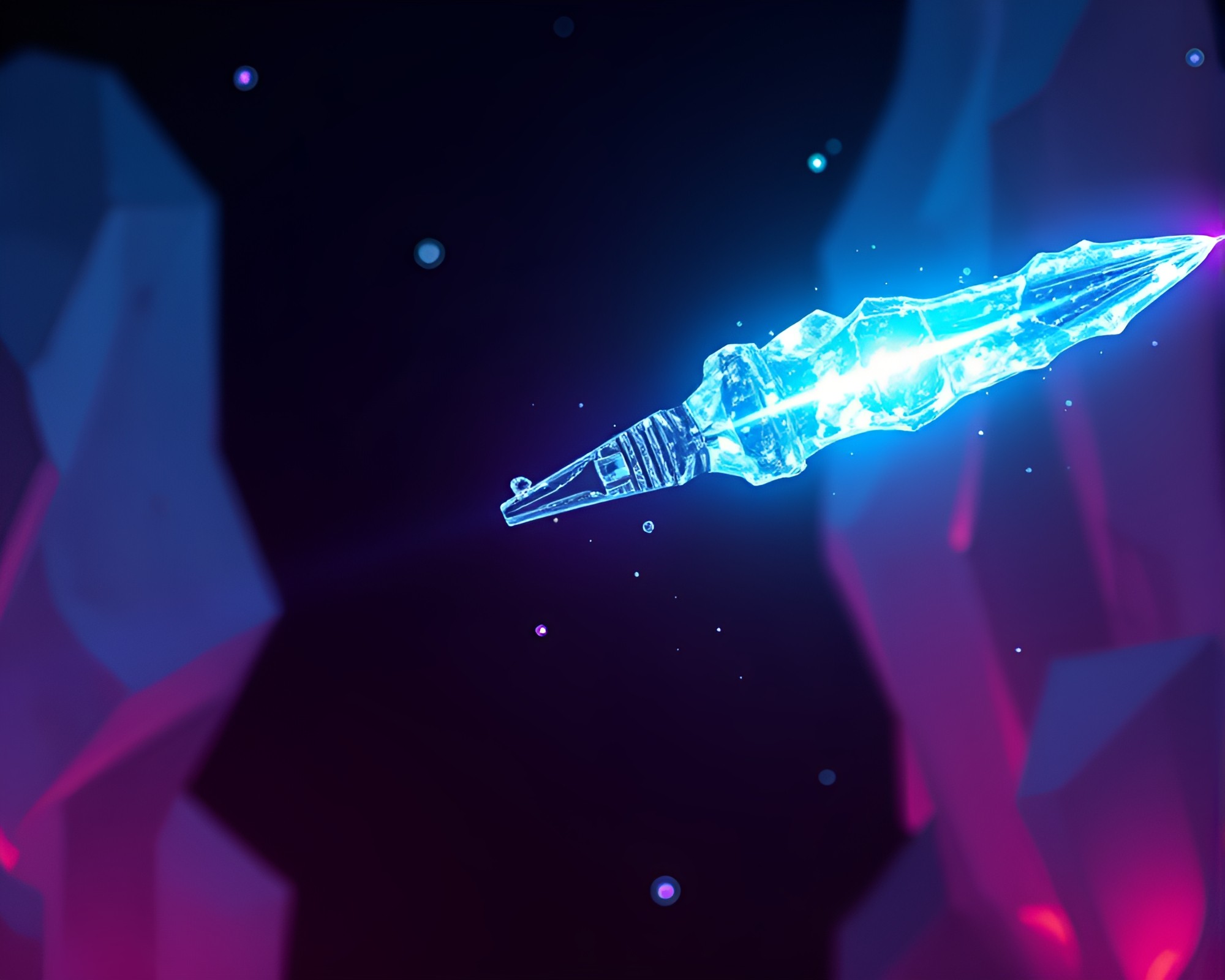 Bioluminescent Ice Crystals Duel with Laser Swords – free AI stock image