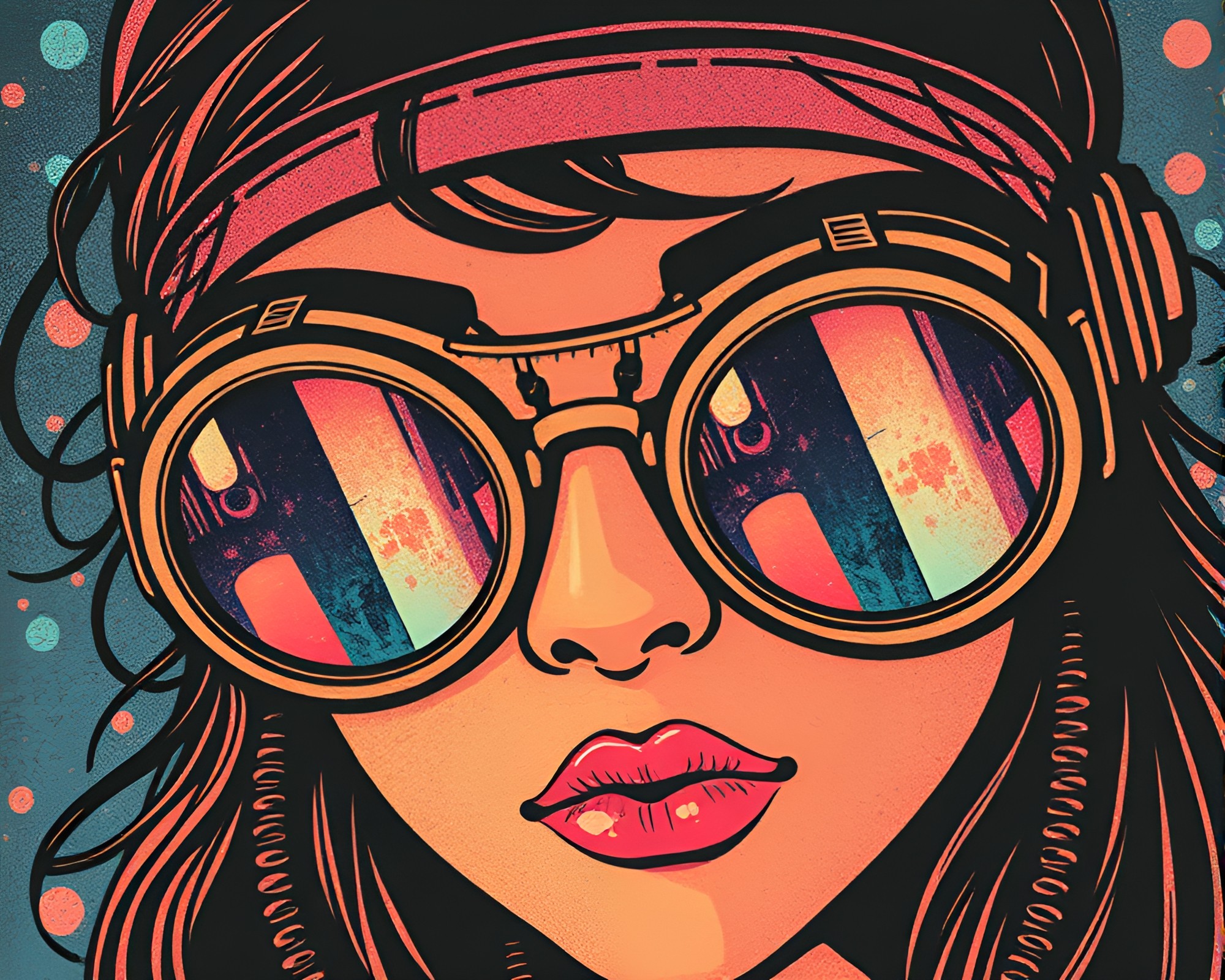 Steampunk Goggles in Holographic Pointillism – free AI stock image