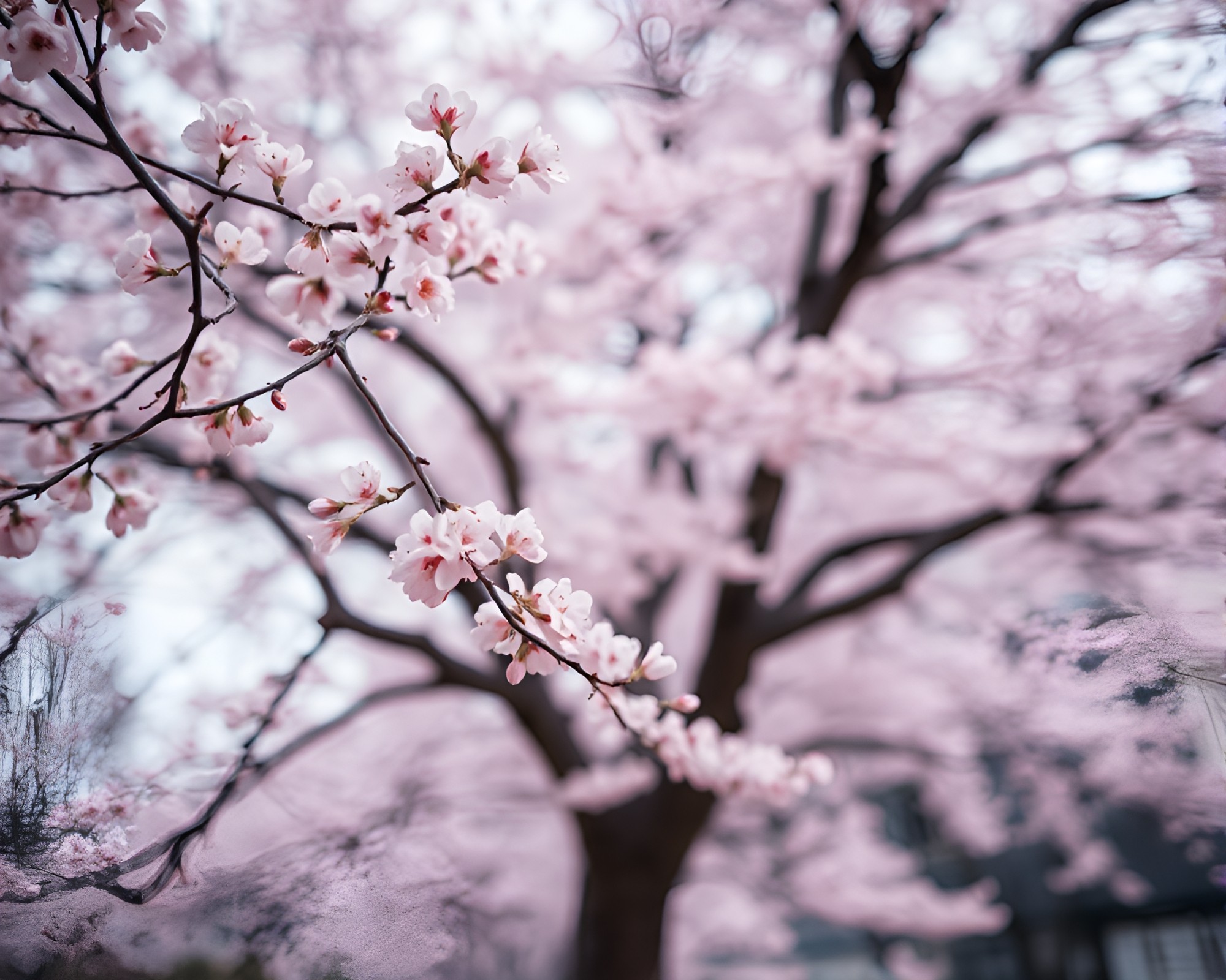 Cherry Blossom Tree in Infrared Motion Blur – free AI stock image