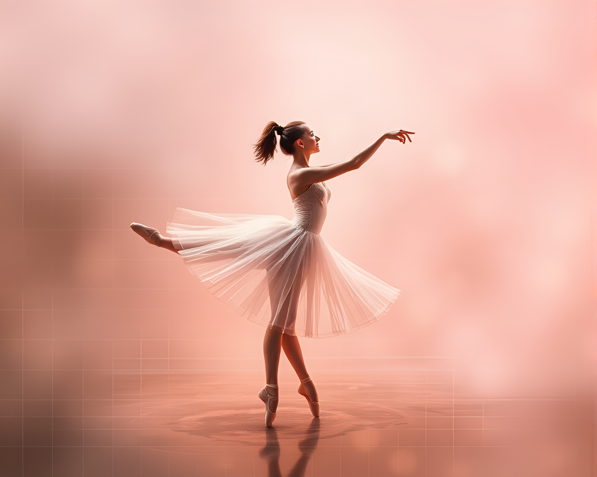 Ethereal Beauty: Ballet Dancer in Soft Pastel Grid – free AI stock image