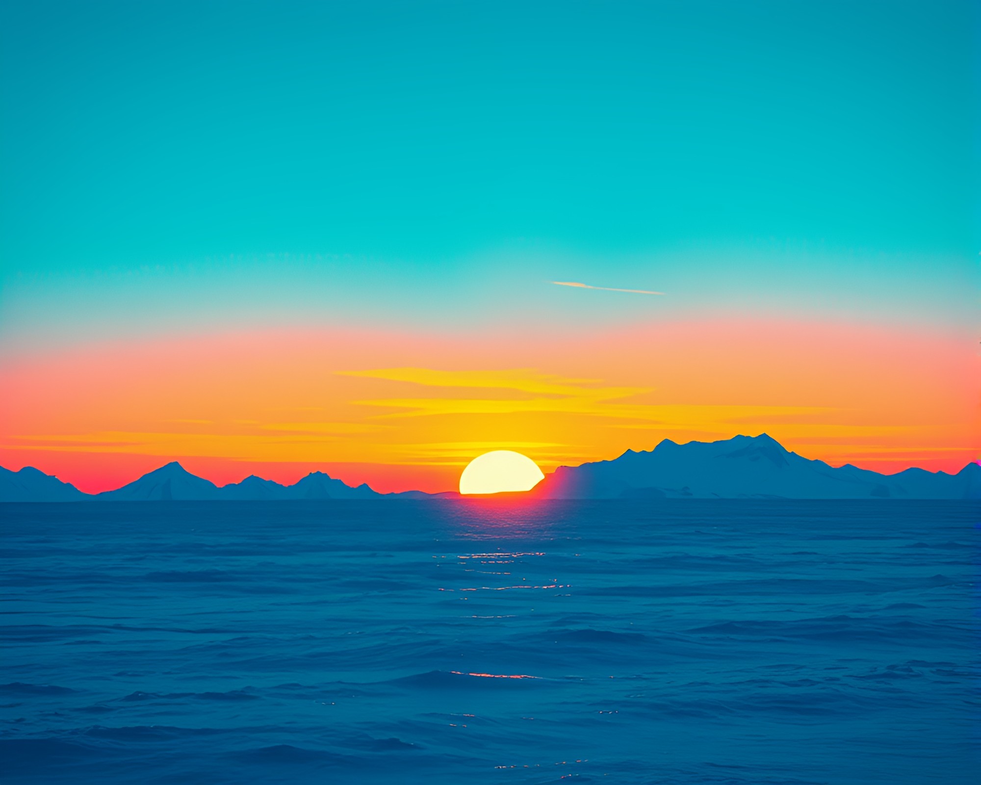 Vaporwave Linocut Sunset in Antarctic Whiteout – free AI stock image