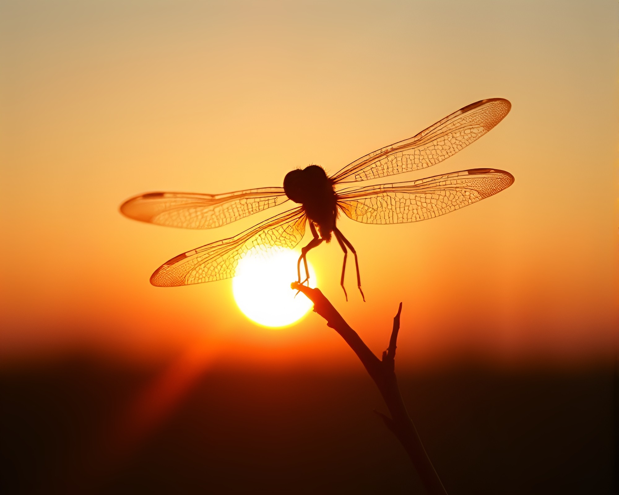 Dragonfly Lens Sunburst in 80s VHS Earth Tones – free AI stock image