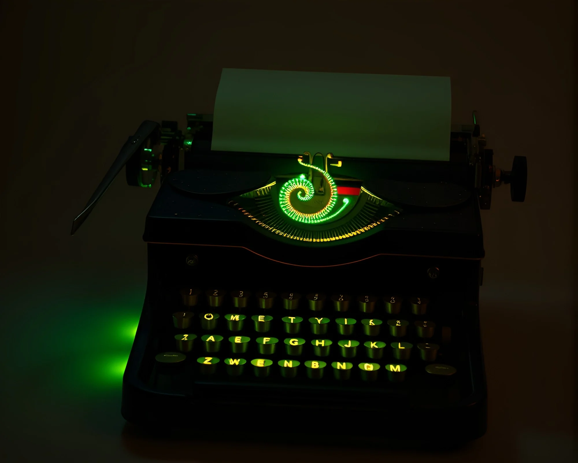 Fibonacci Spiral Antique Typewriter Illuminated Collage Art