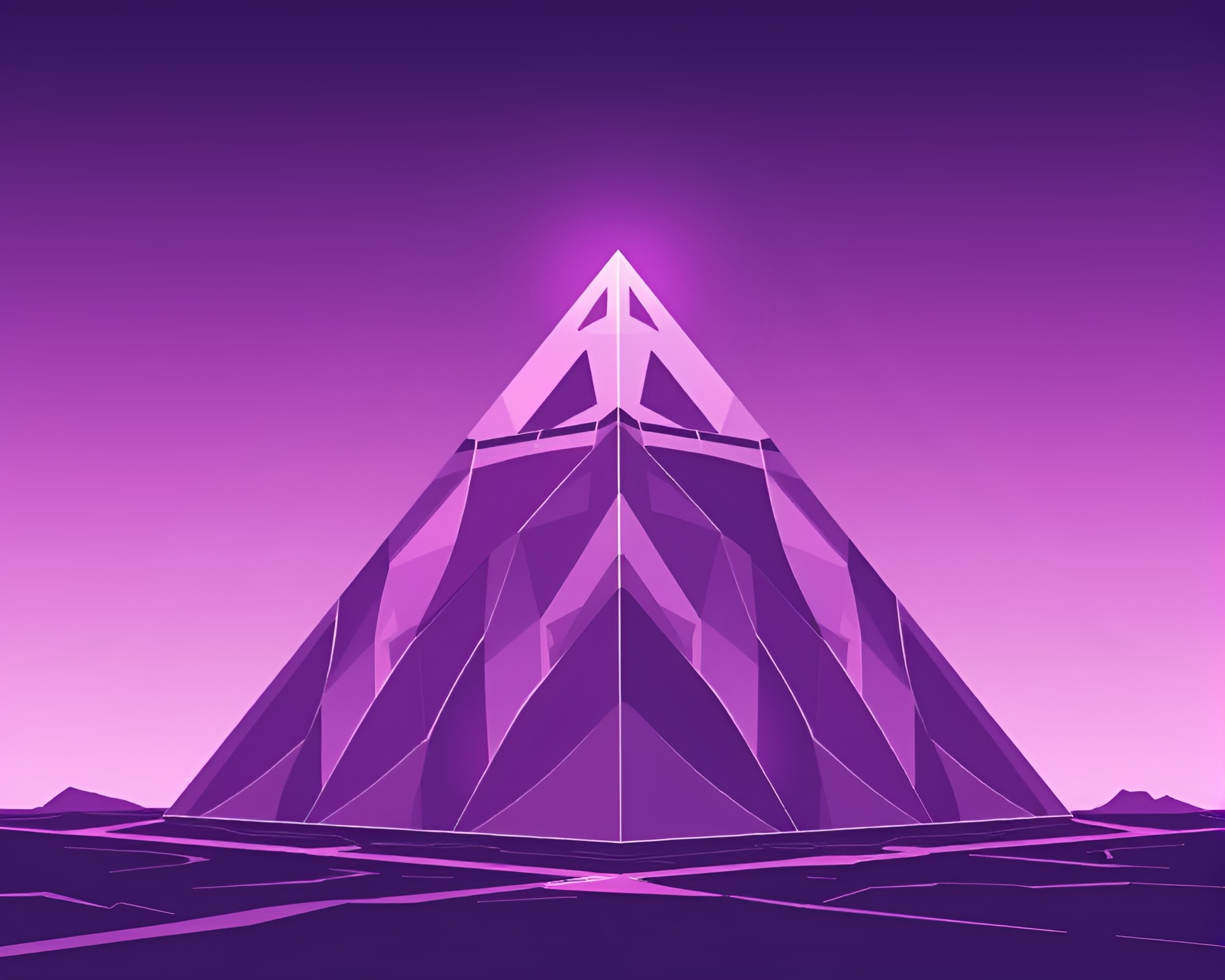 Amethyst Pyramid: Dutch Angle ASCII Art Masterpiece – free AI stock image