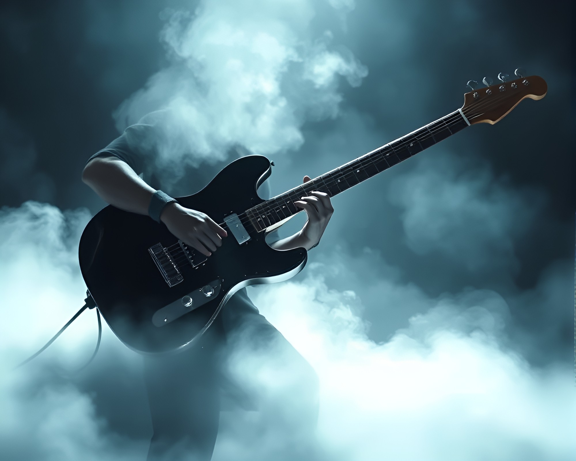 Foggy Guitar Sonata in the Metallic Twilight – free AI stock image