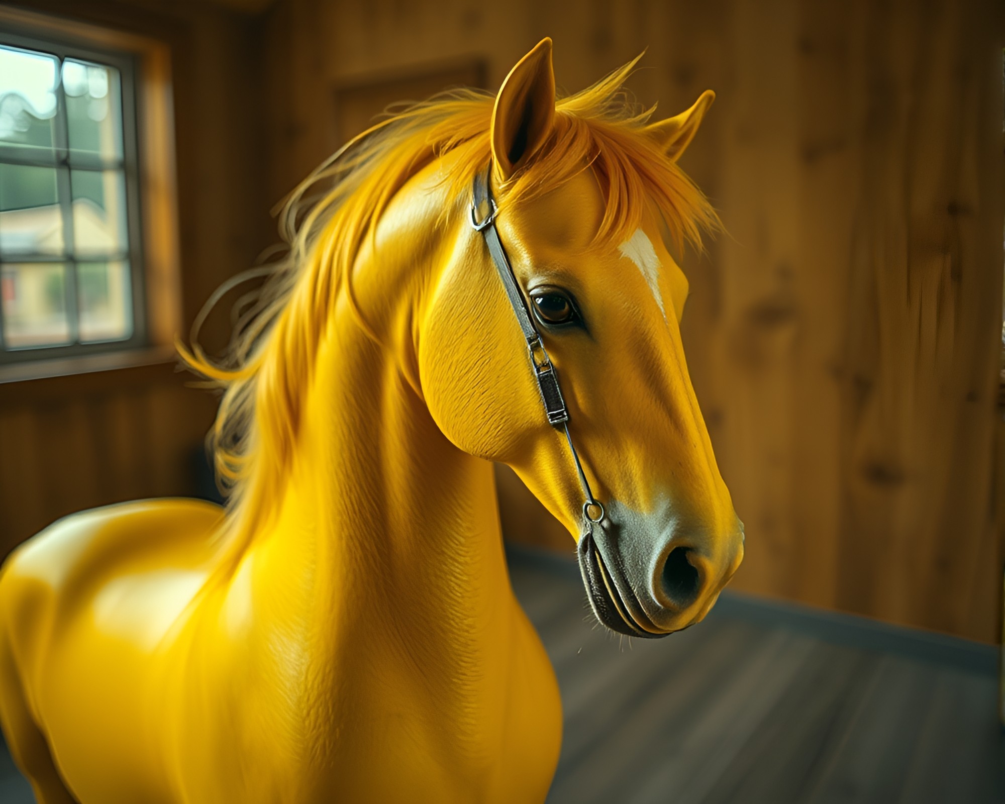 Lens Distortion Wood Rocking Horse Duochrome Art – free AI stock image