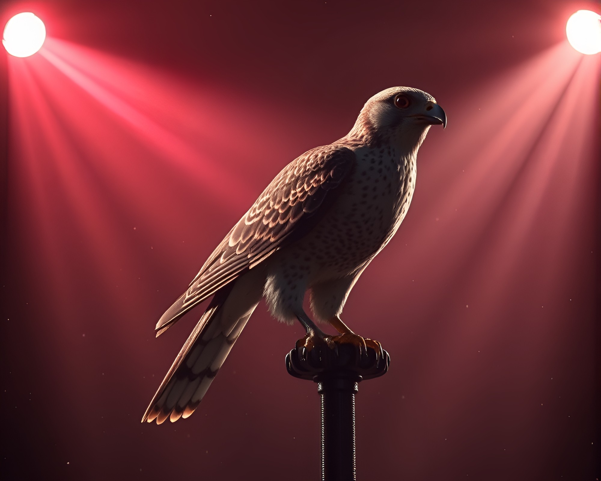 Stippling Falcon Soaring Under Club Strobe Lights – free AI stock image