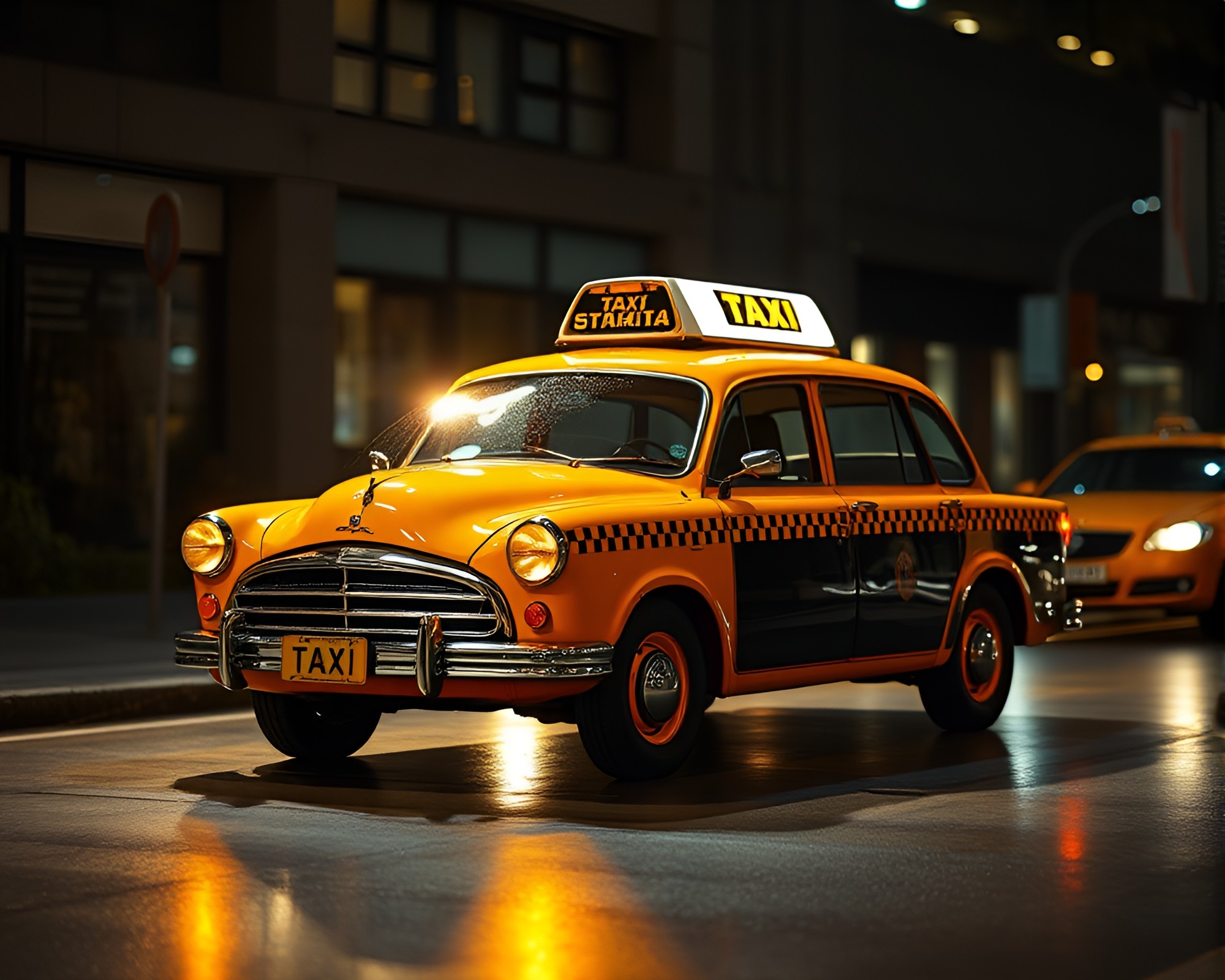 Gleaming Hover Taxi in Stained Glass Studio Shot – free AI stock image