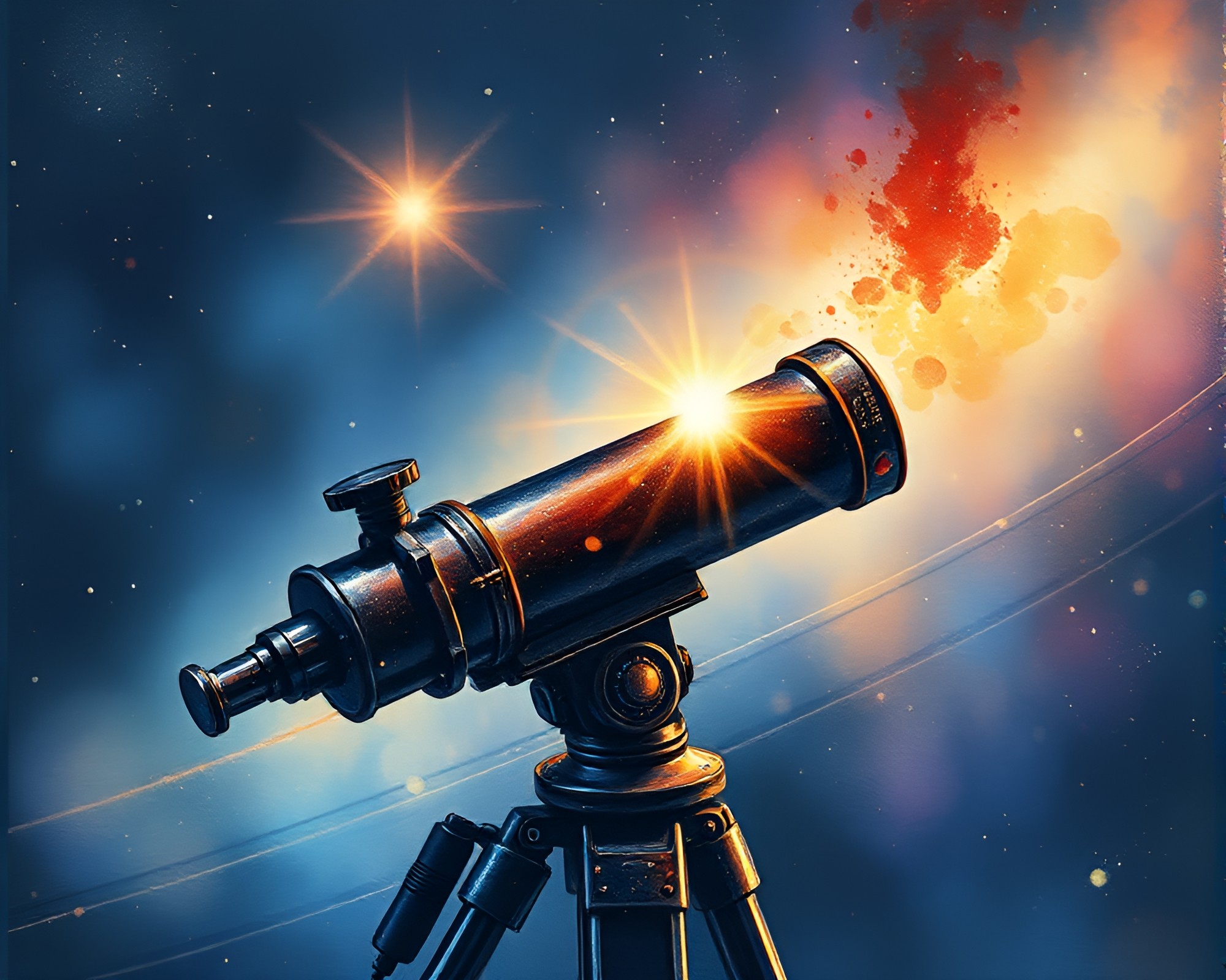 Telescope Lens: Metallic Sheen Watercolor Flare – free AI stock image